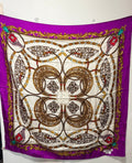 Lancel Oversized Silk Scarf in Jewel Tone Equestrian Baroque Print