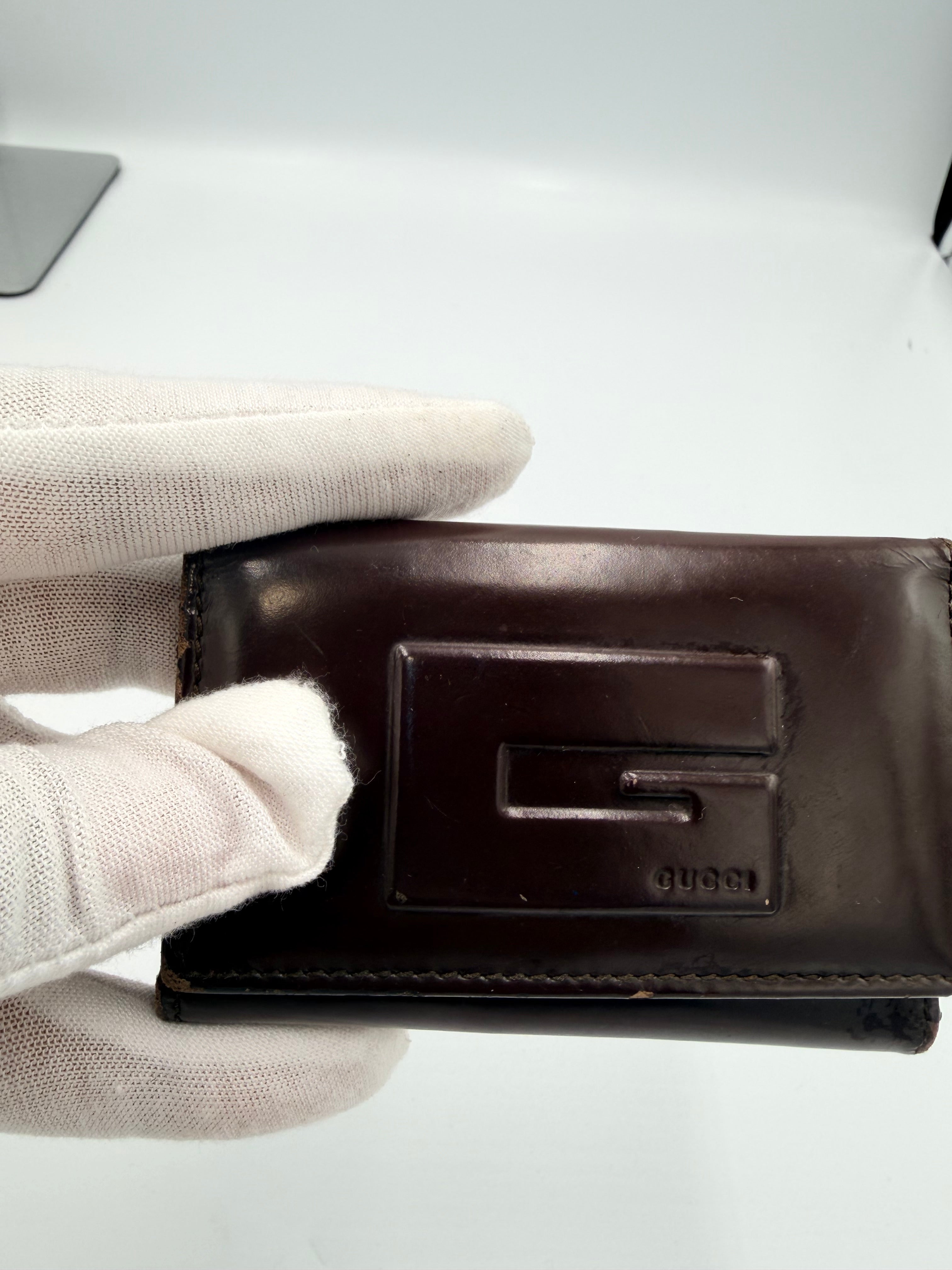Gucci Embossed G Logo Leather Key Case