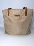 Gucci Beige GG Canvas Tote with Leather Trim