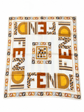 Fendi FF Logo Silk Scarf – Cream & Brown