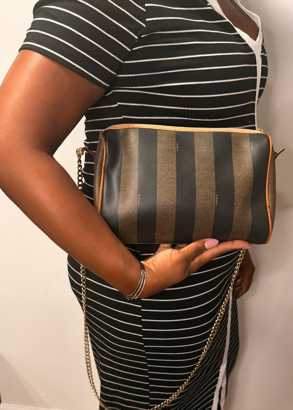 Fendi Pequin Stripe Crossbody Bag