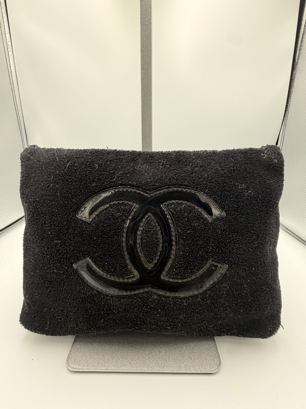 Chanel Terry Cloth CC Cosmetic Pouch / Clutch – Black