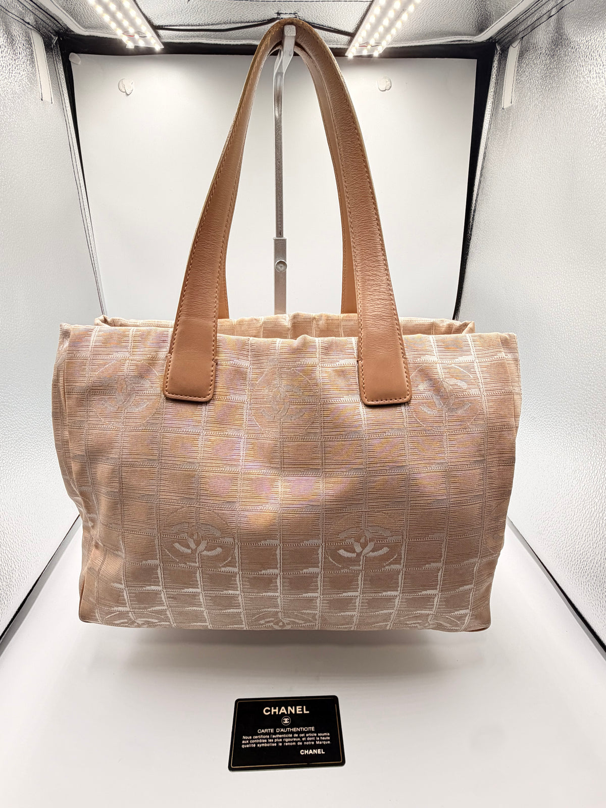 Chanel Vintage New Travel Line CC Jacquard Tote – Beige ( with Authenticity Card)