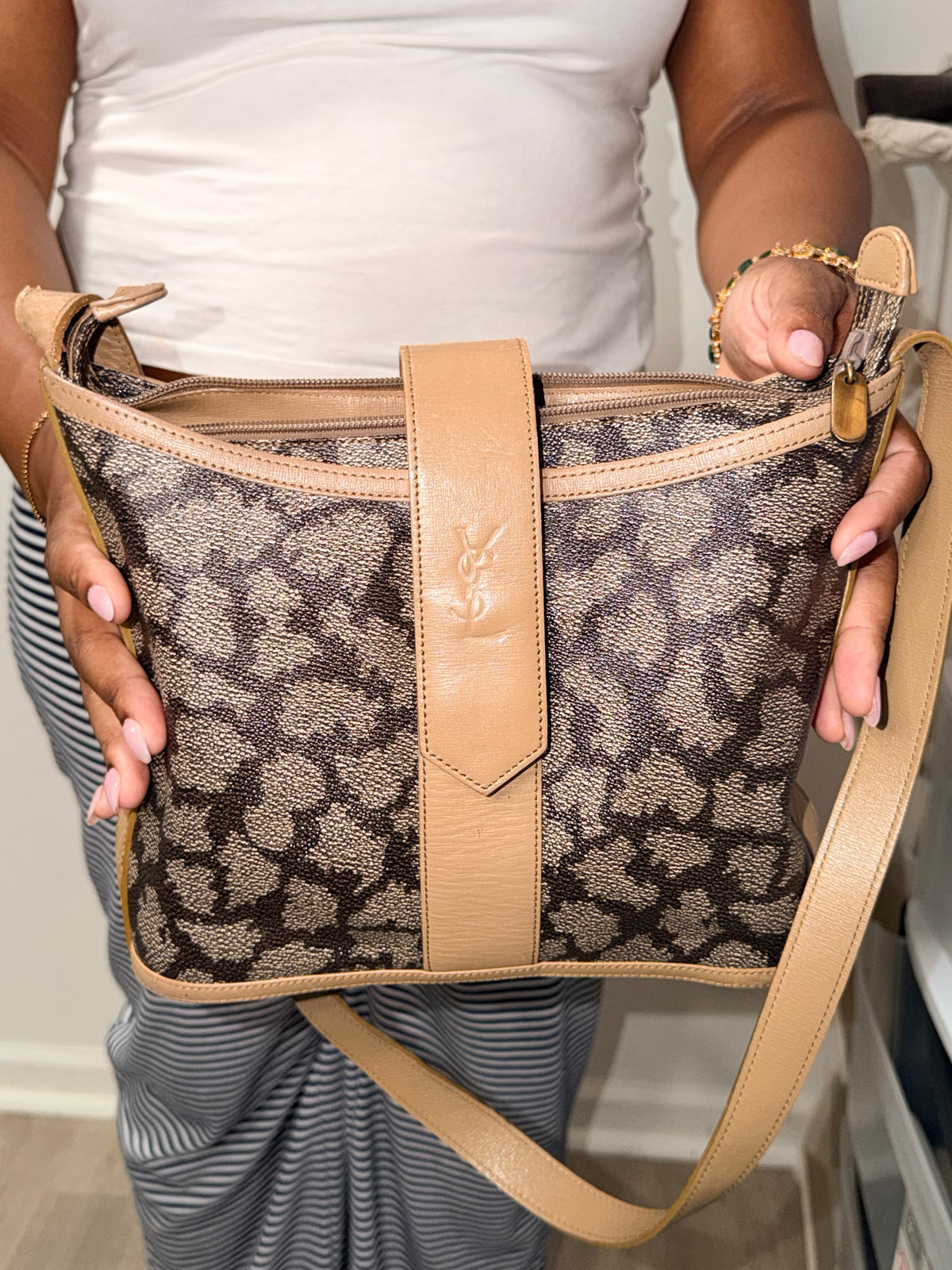 Yves Saint Laurent YSL Logo Jacquard Shoulder Bag