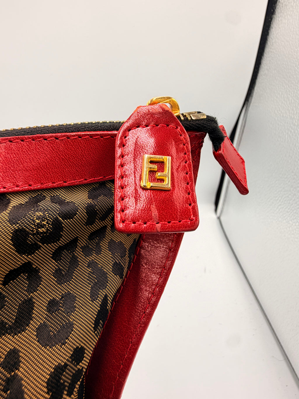 Fendi Leopard Print Oversized Clutch/ Pouch Bag