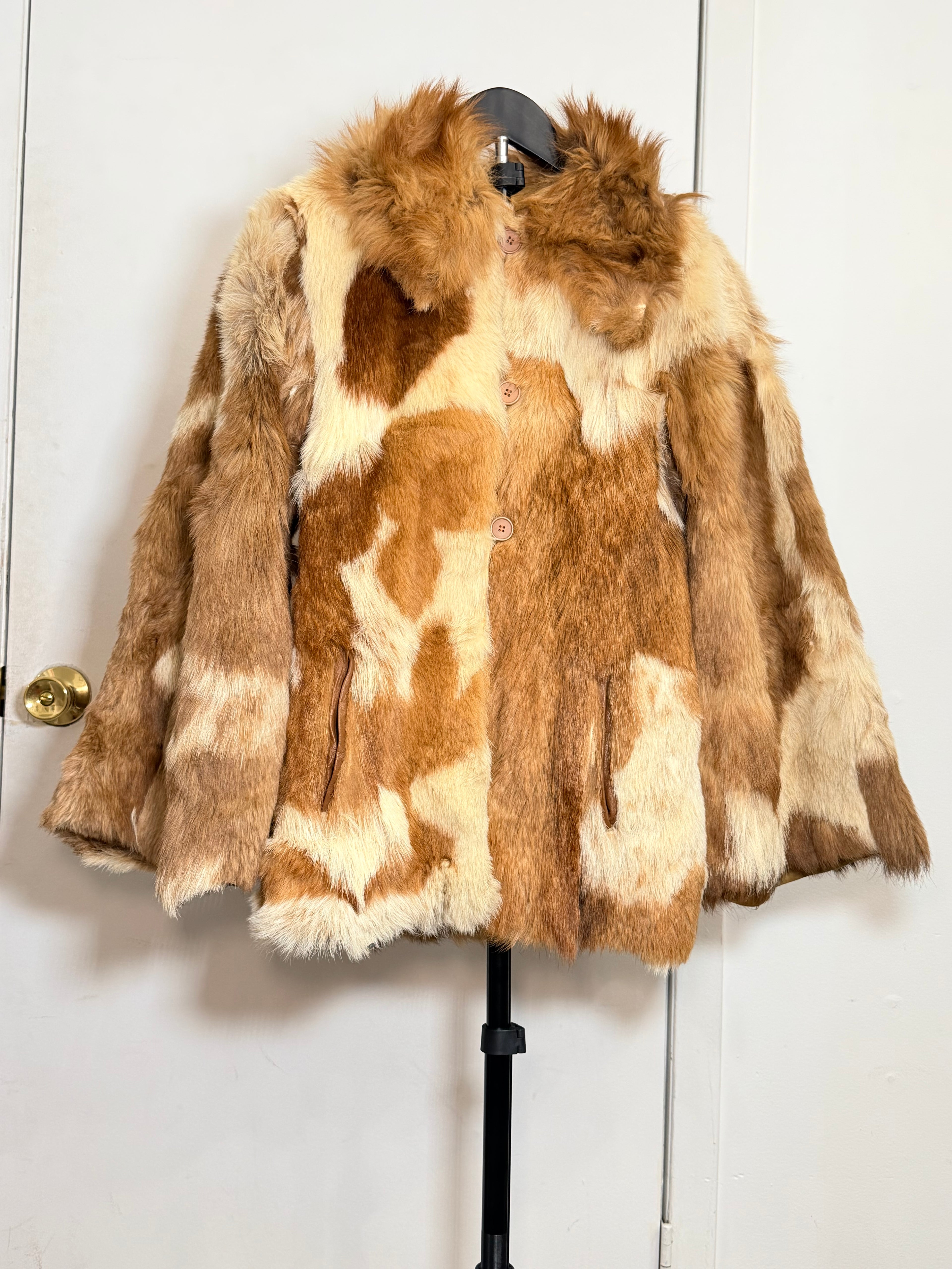Vintage Patchwork Rabbit Fur Coat (Natural) – Medium / Large 009