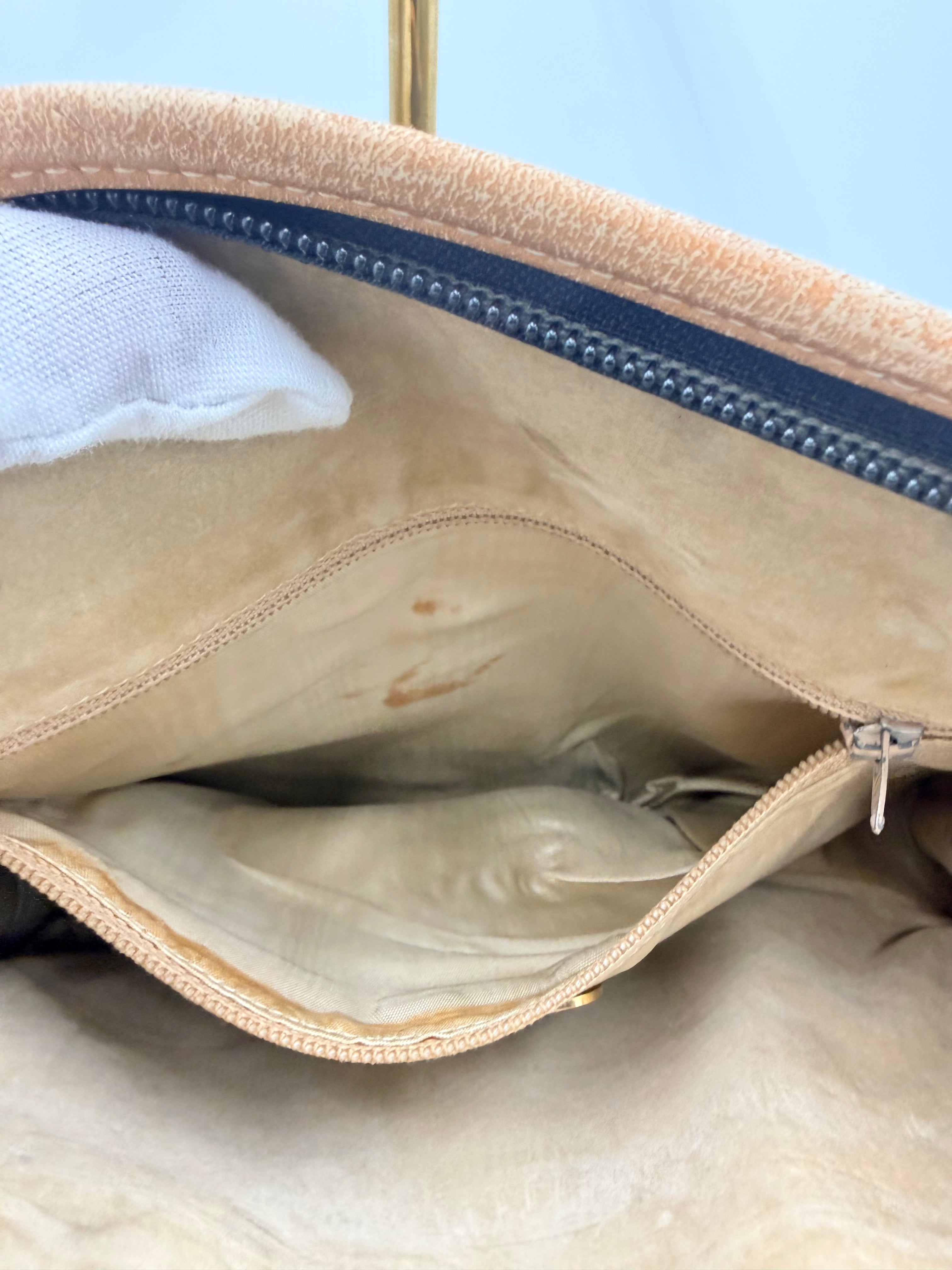 Gucci Black & Tan Leather Zip Clutch / Document Case