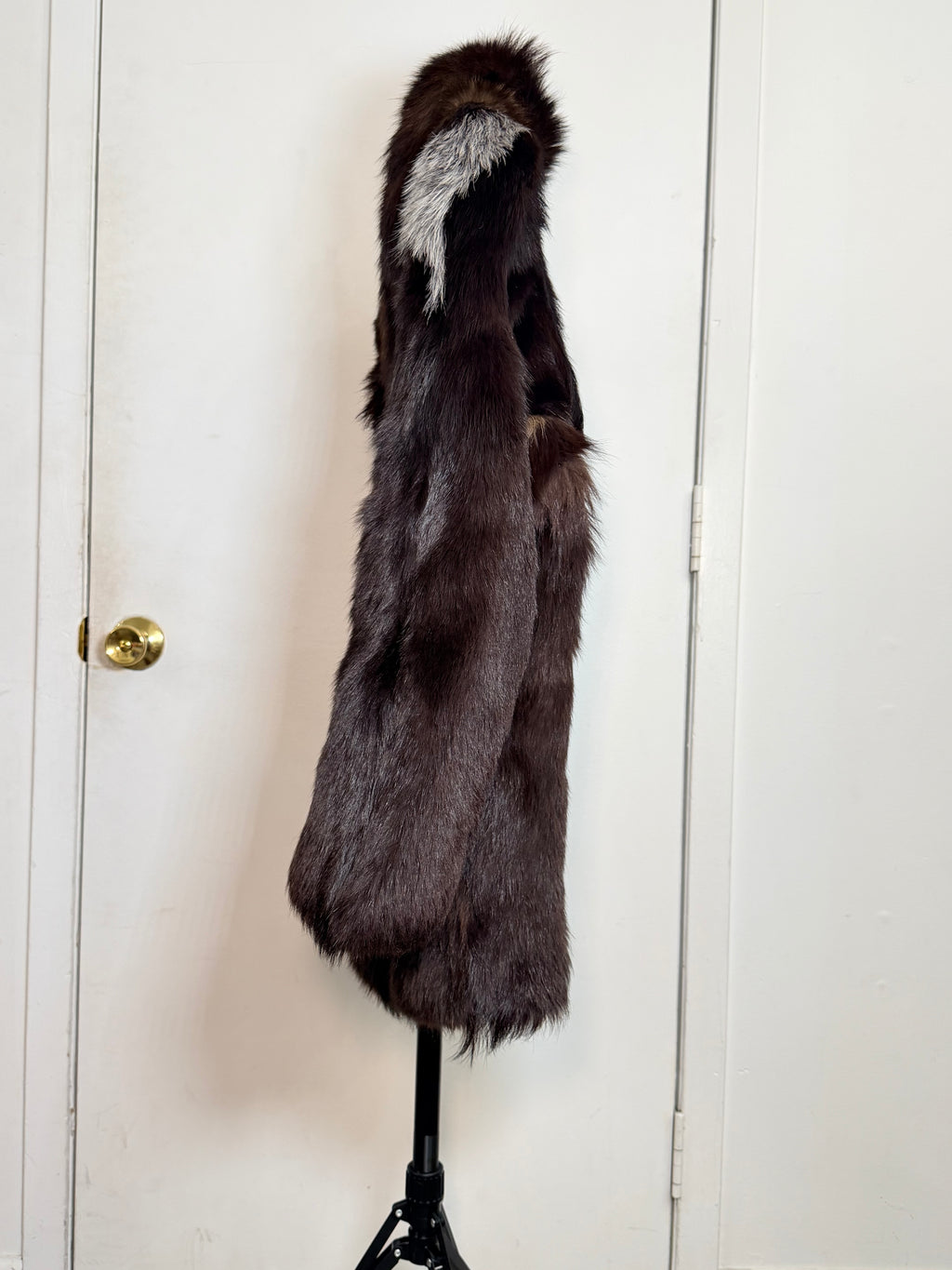 Vintage Silver Fox Fur Coat (Natural Brown) – Large / XL 011