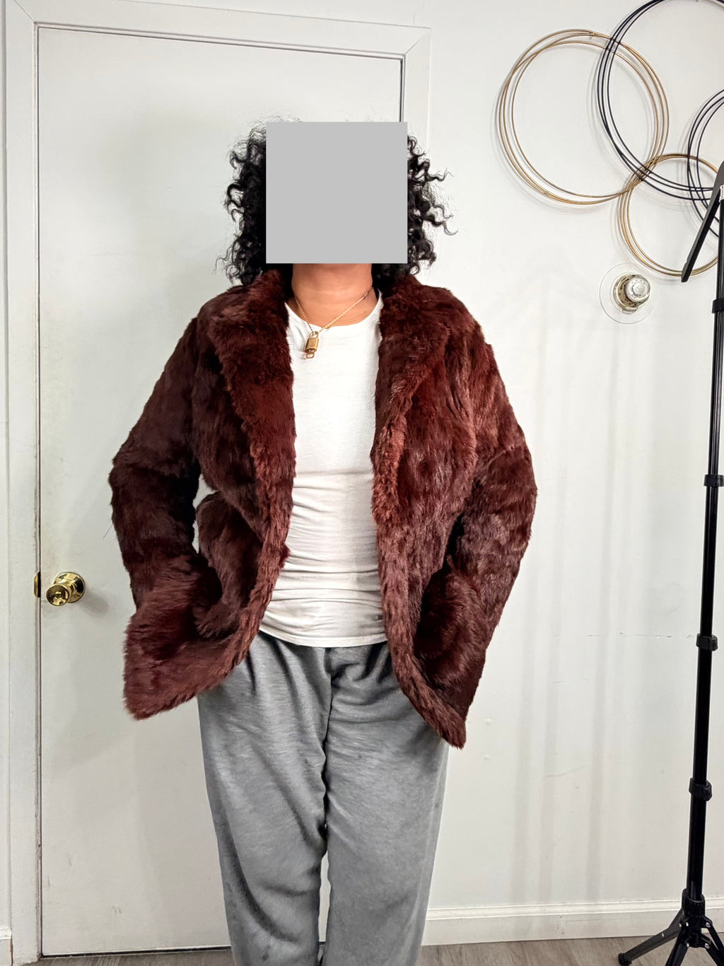 Vintage Rabbit Fur Coat – Warm Chestnut Brown (Medium)