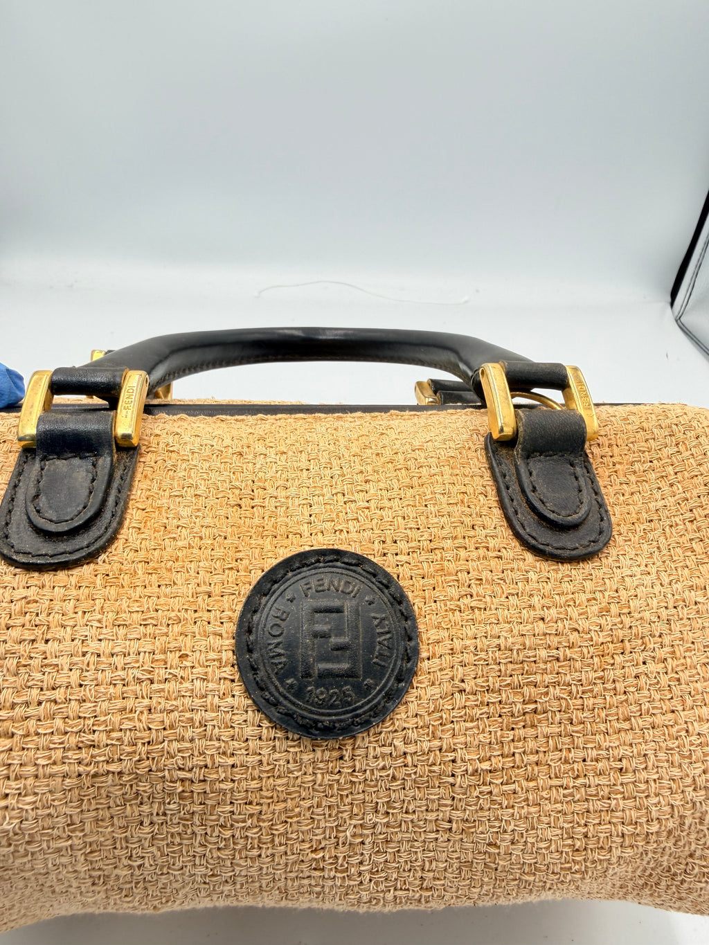 Fendi Raffia Mini Boston Bag