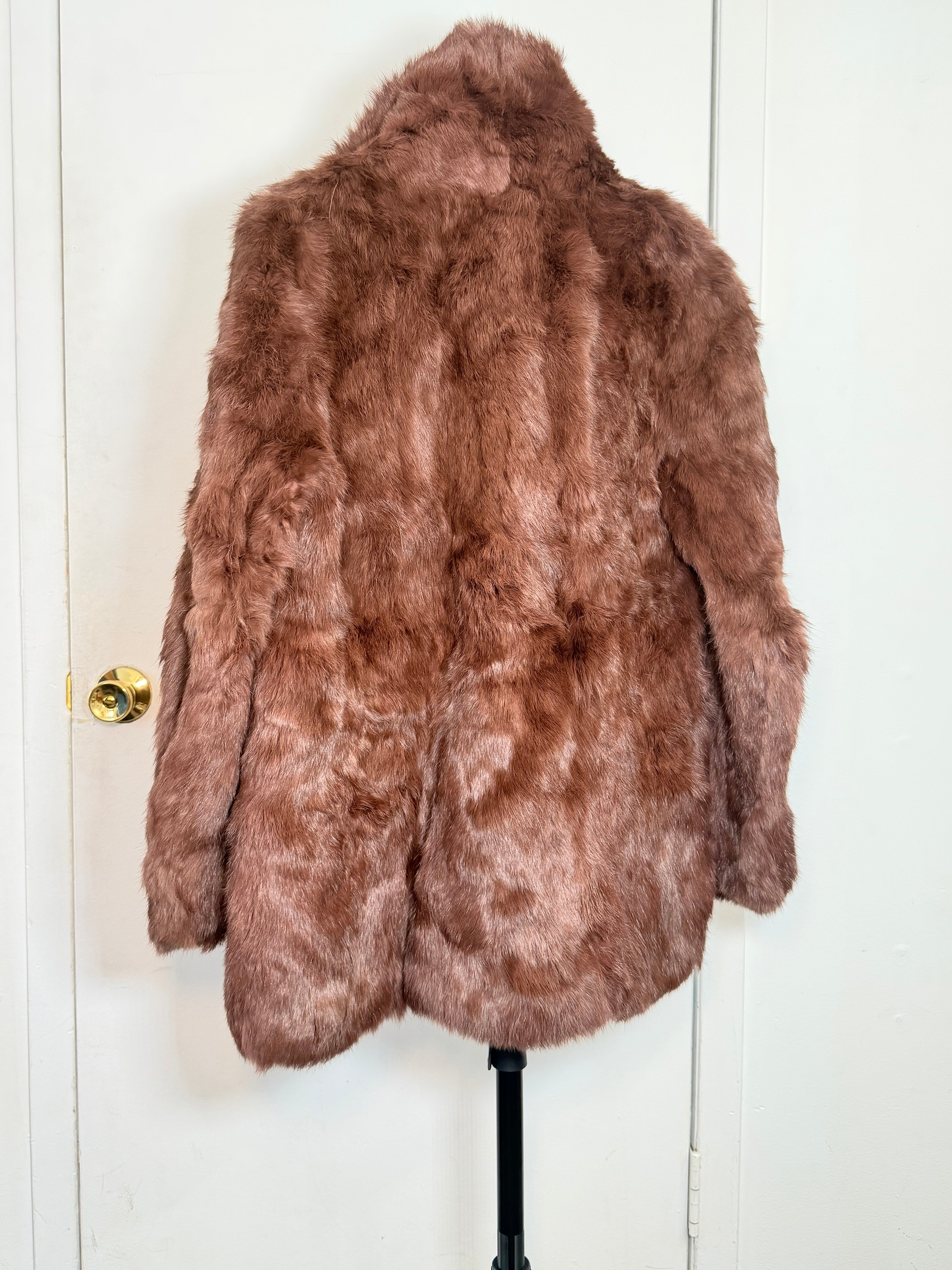 Vintage Dusty Mauve Rabbit Fur Coat – Medium 024