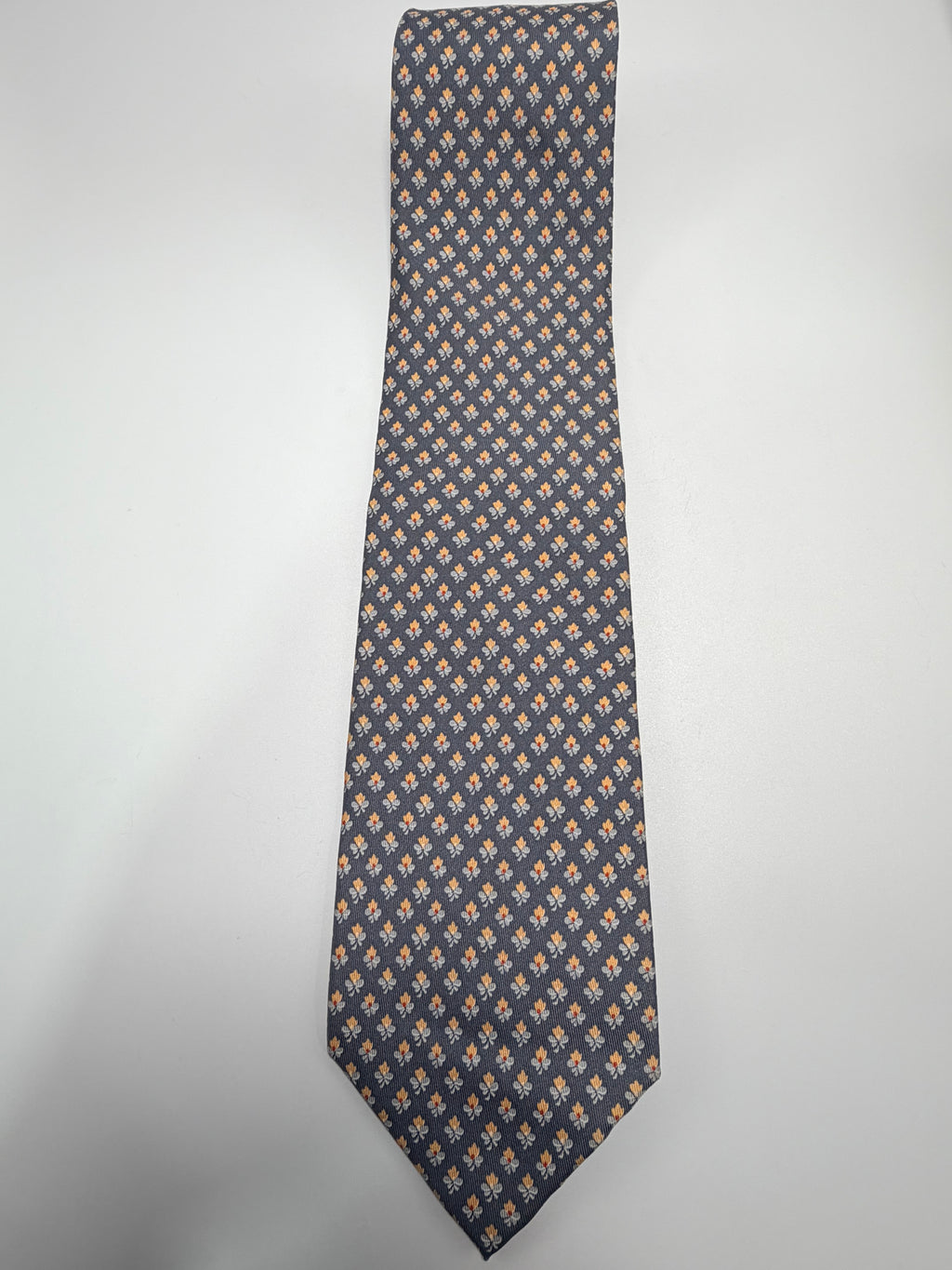 Salvatore Ferragamo Silk Tie – Grey Micro Floral