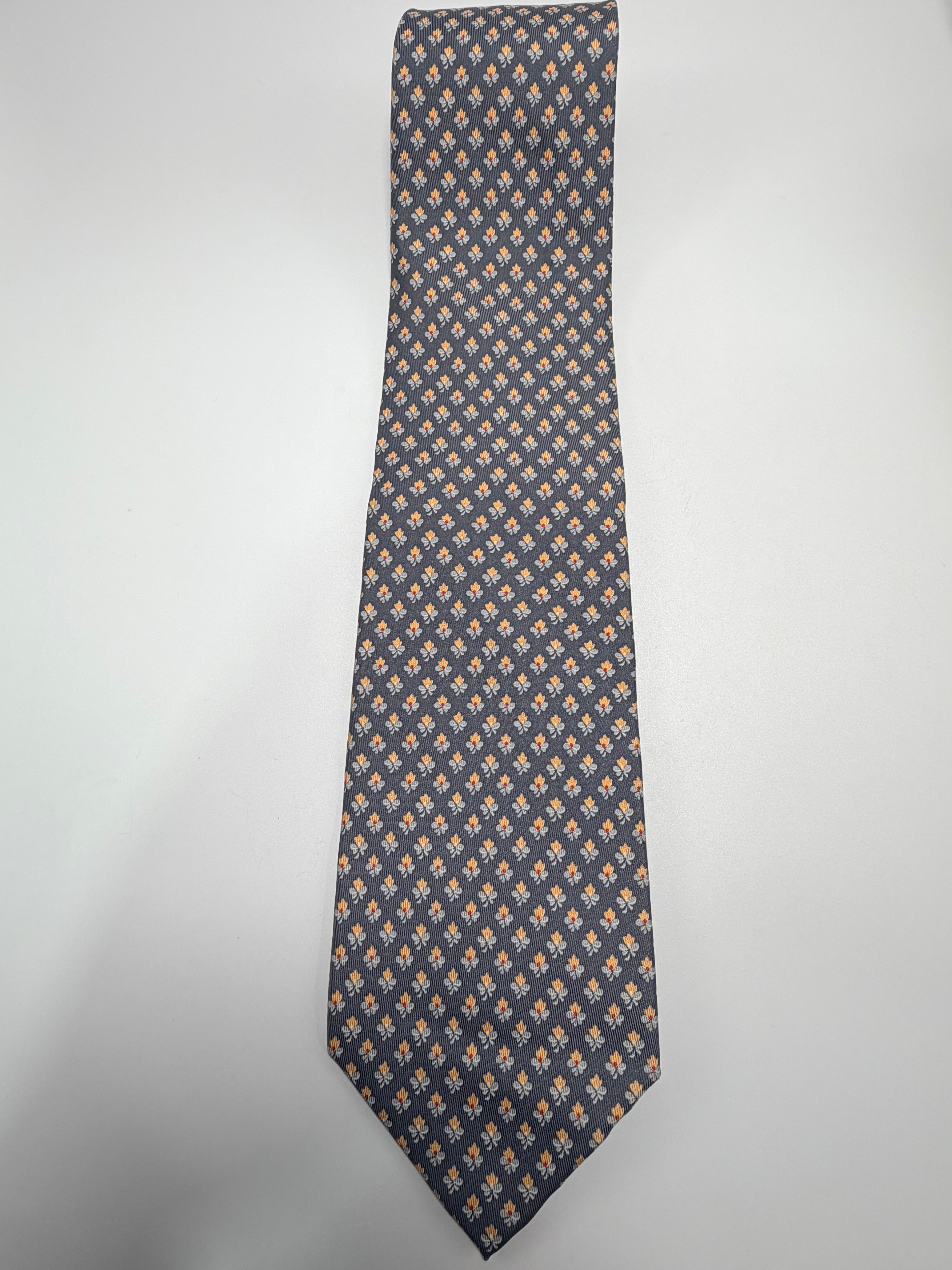 Salvatore Ferragamo Silk Tie – Grey Micro Floral