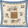 Celine Paris Equestrian Horse & Carriage Silk Scarf – Blue & Ivory