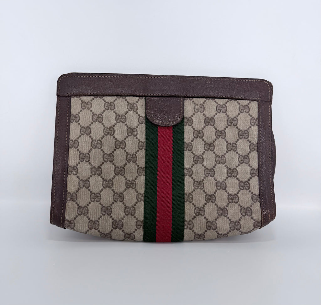Vintage Gucci Sherry Line Clutch – PVC & Leather GG Pouch