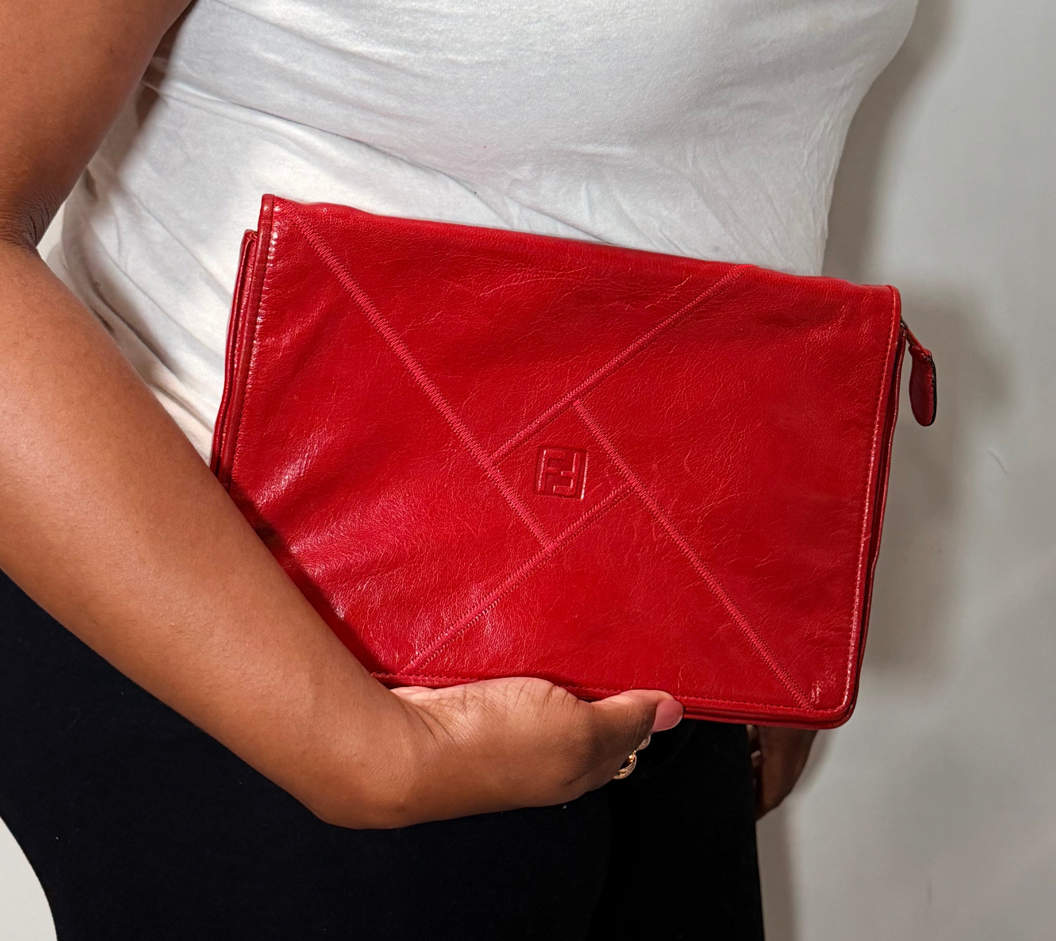 Fendi Oversized Clutch in Red
