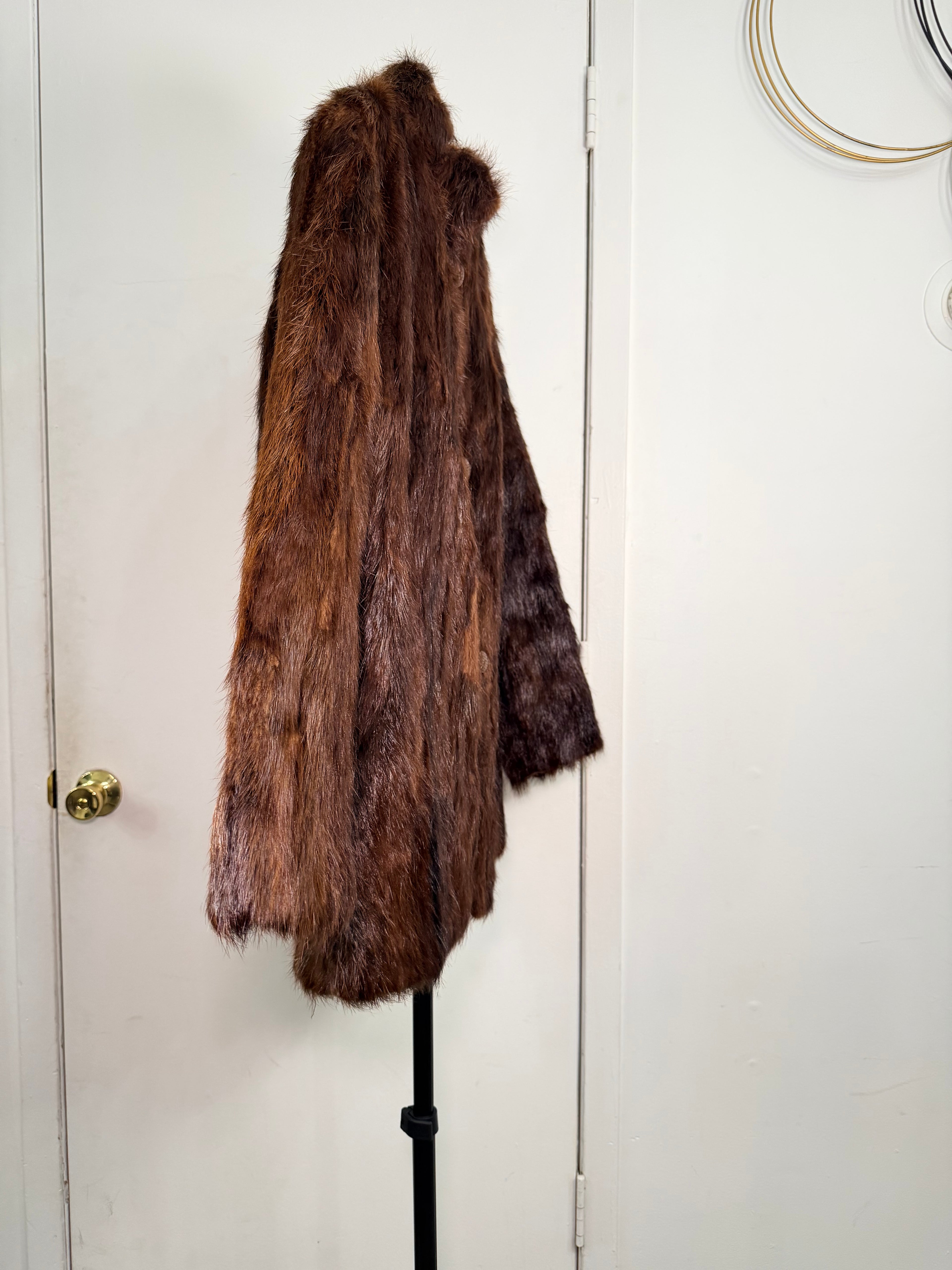 Vintage Real Rabbit Fur Coat – Rich Chestnut Brown (Medium)