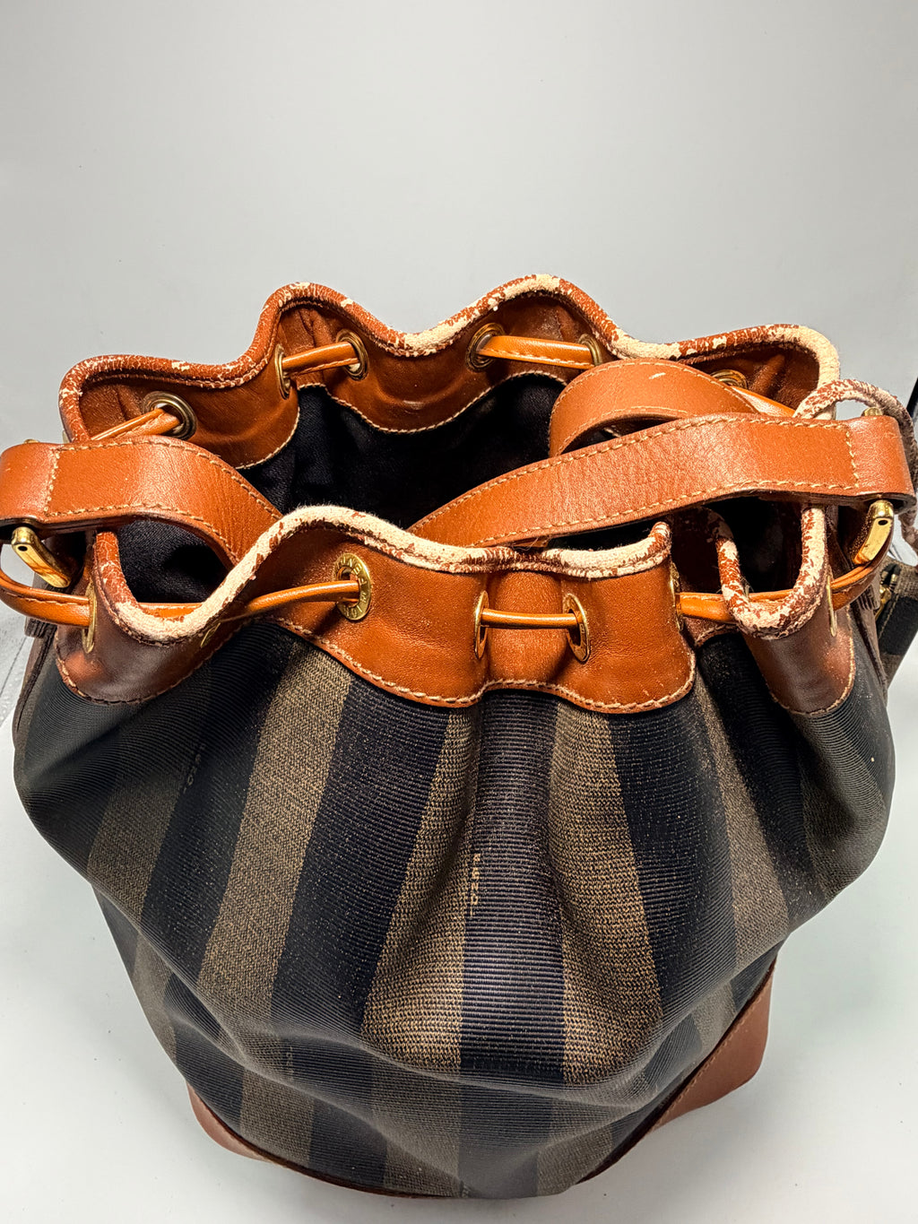 Fendi Vintage Pequin Stripe Bucket Bag