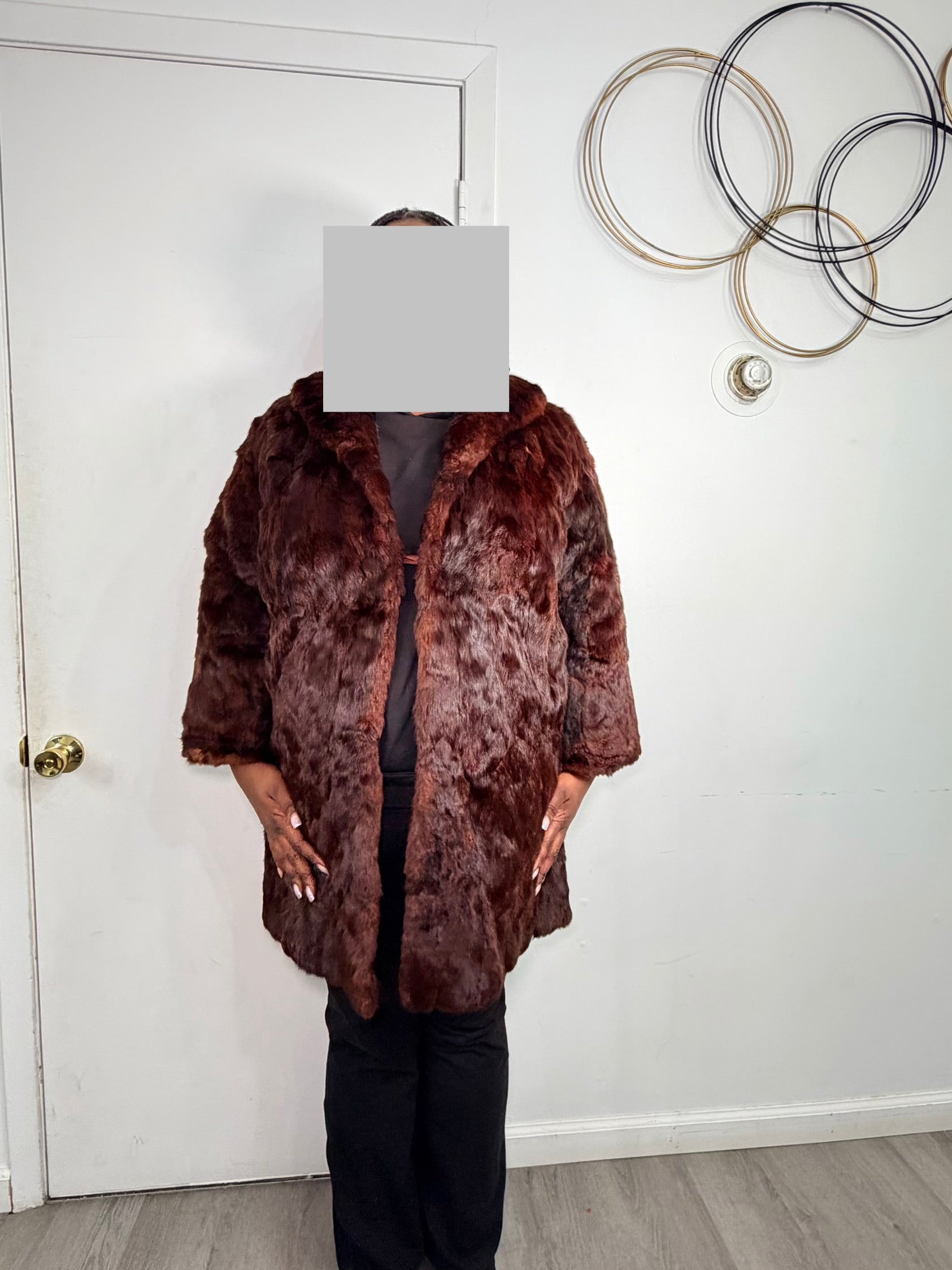 Vintage Mink Fur Coat – Deep Chestnut Brown (XL)