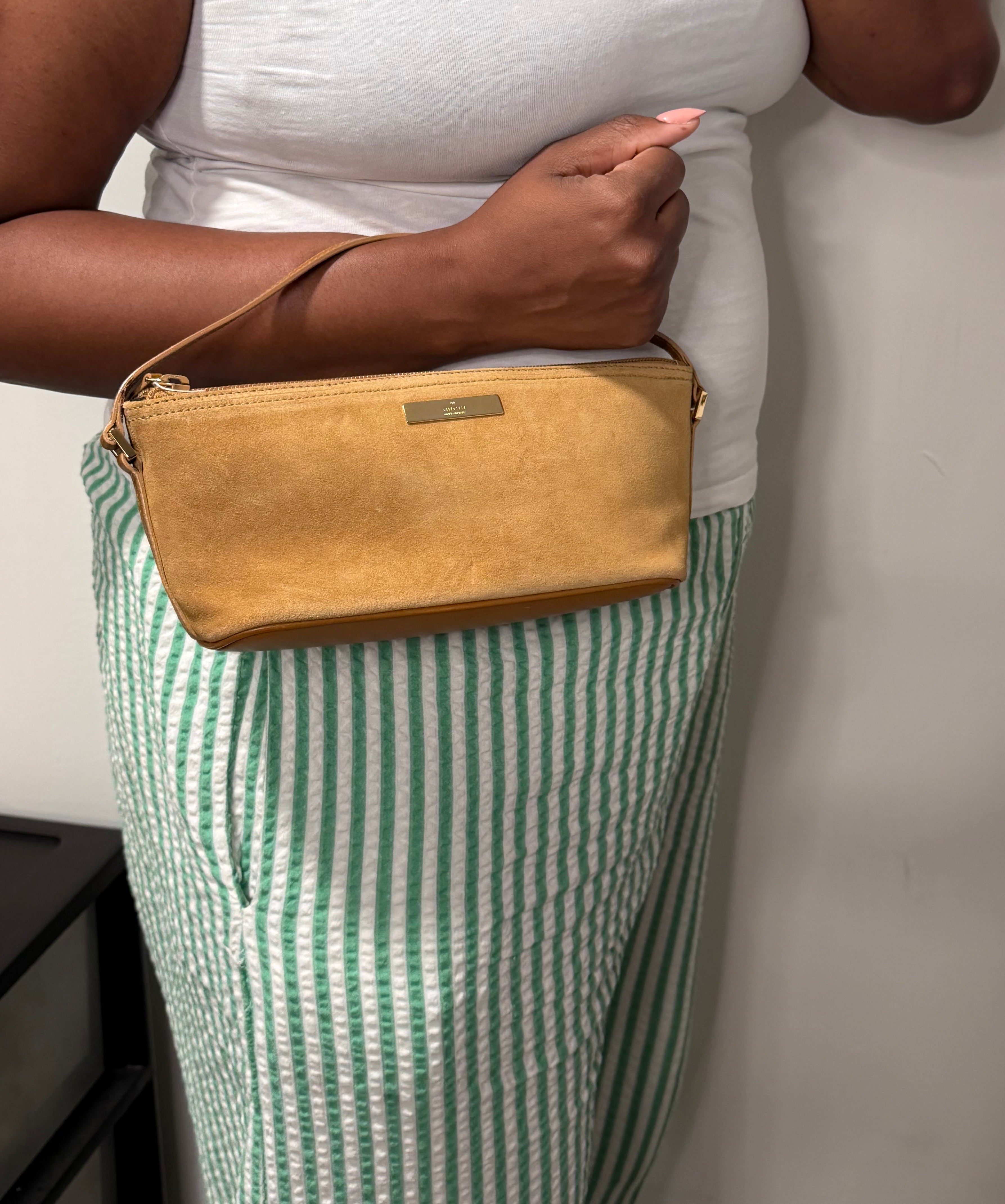 Gucci Mini Pochette Shoulder Bag - Camel Suede