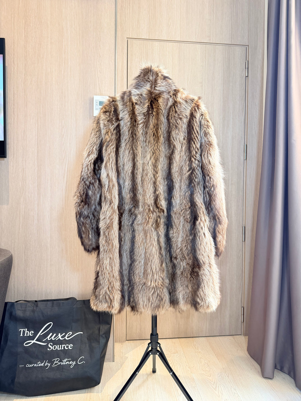 Vintage Natural Finn Raccoon Fur Coat – 1X-2X - 003