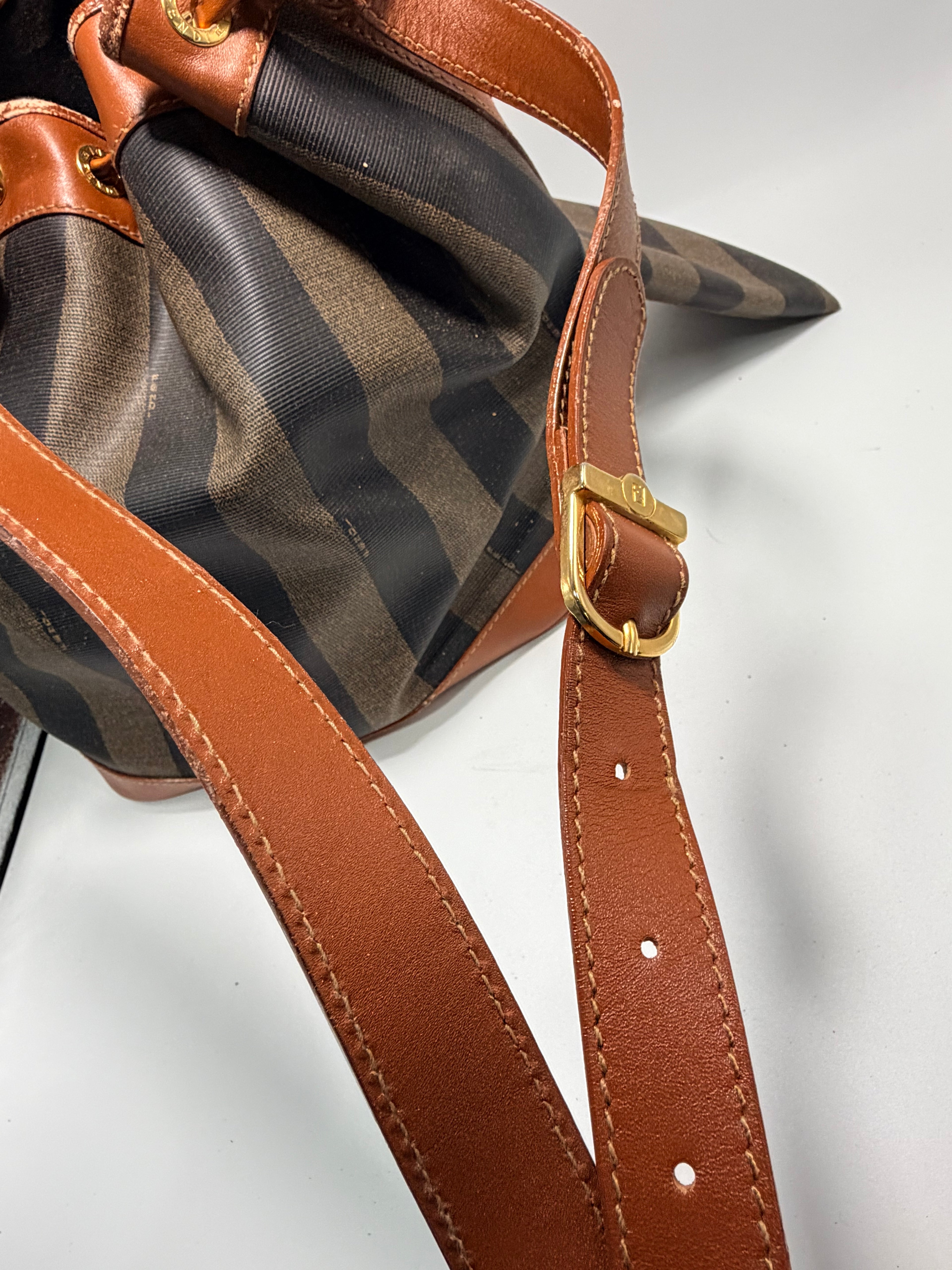 Fendi Vintage Pequin Stripe Bucket Bag