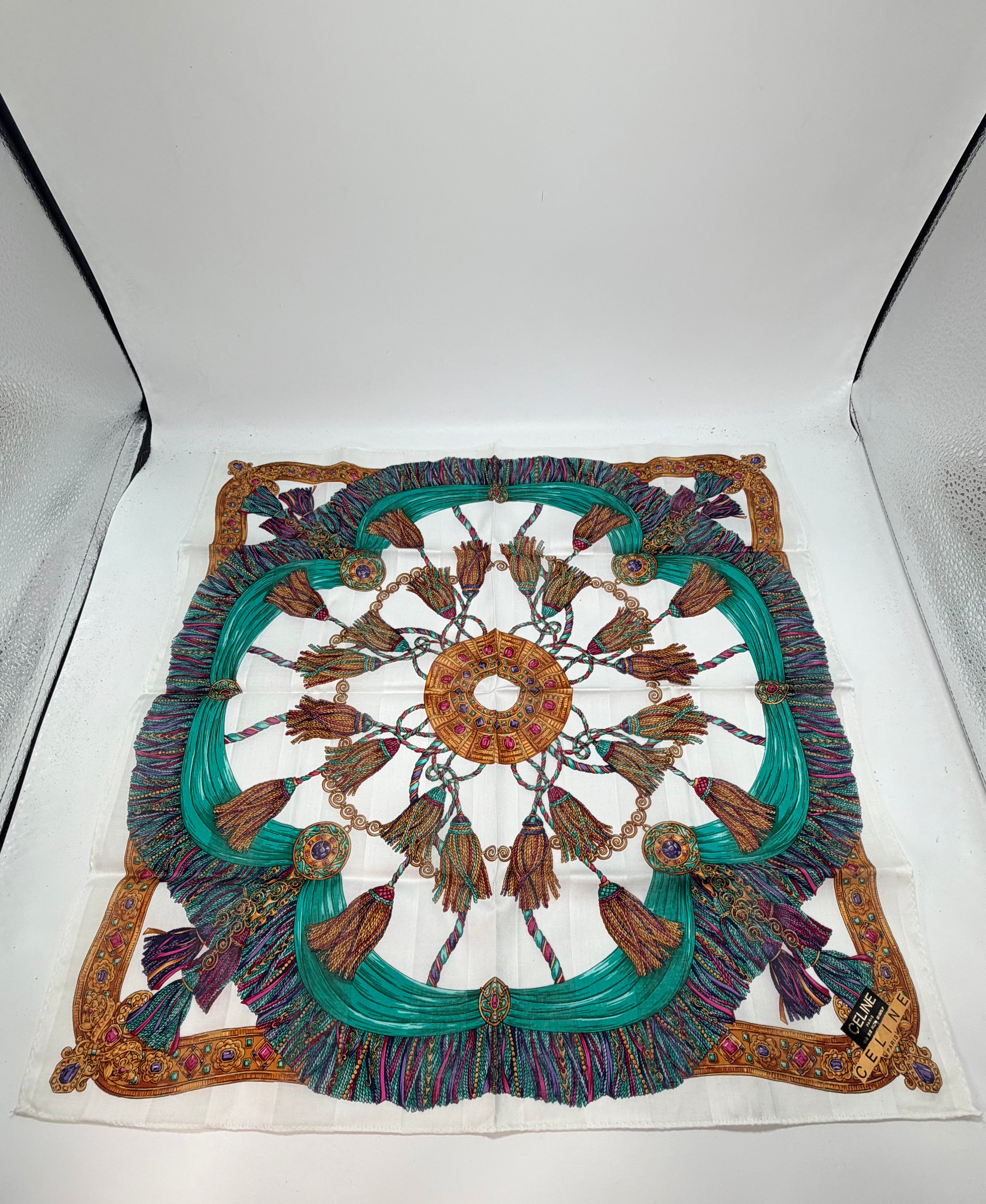 Celine Tassel & Jewel Print Cotton Scarf by (Tags Attached)