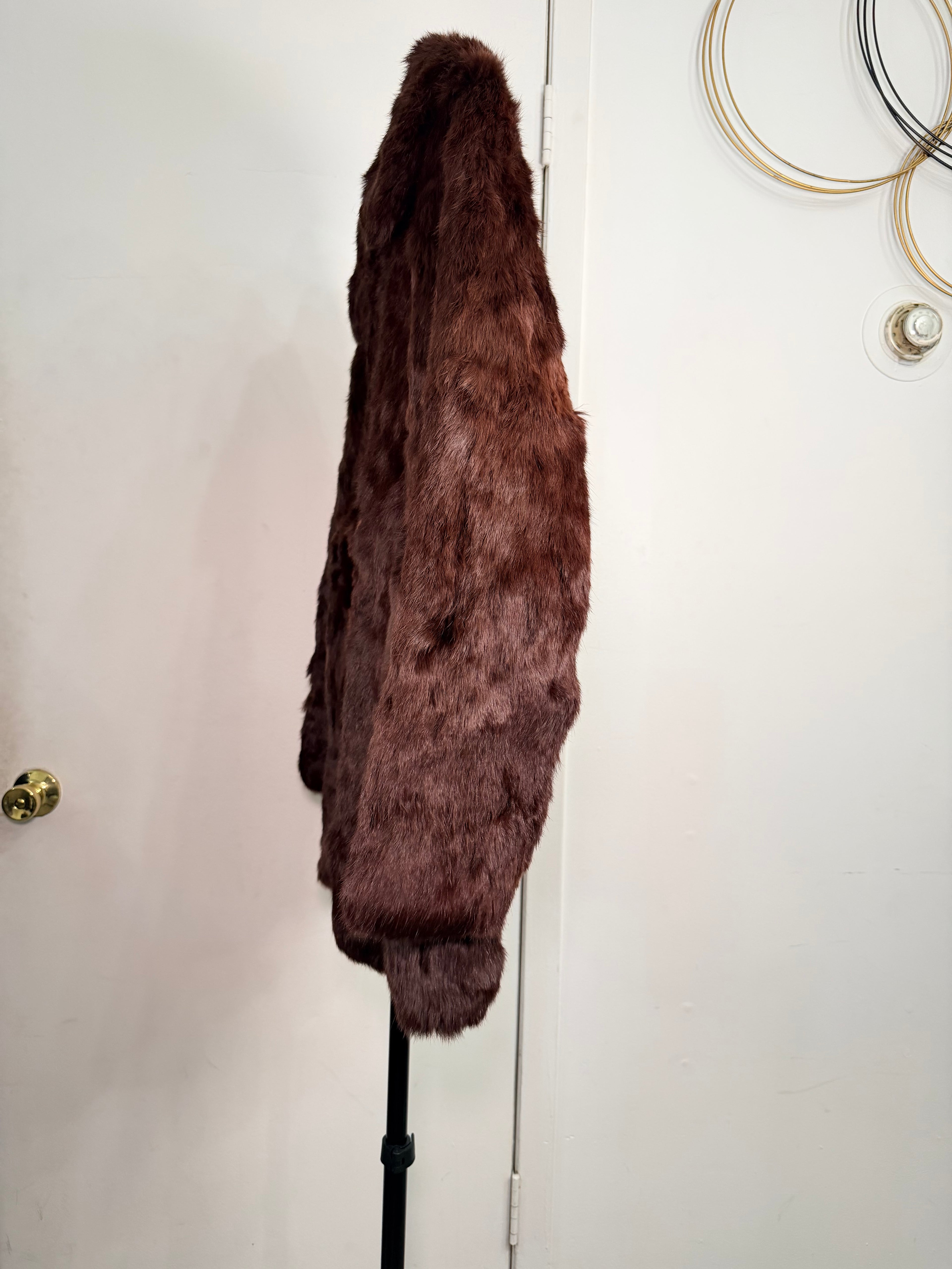Vintage Rabbit Fur Coat – Warm Chestnut Brown (Medium)