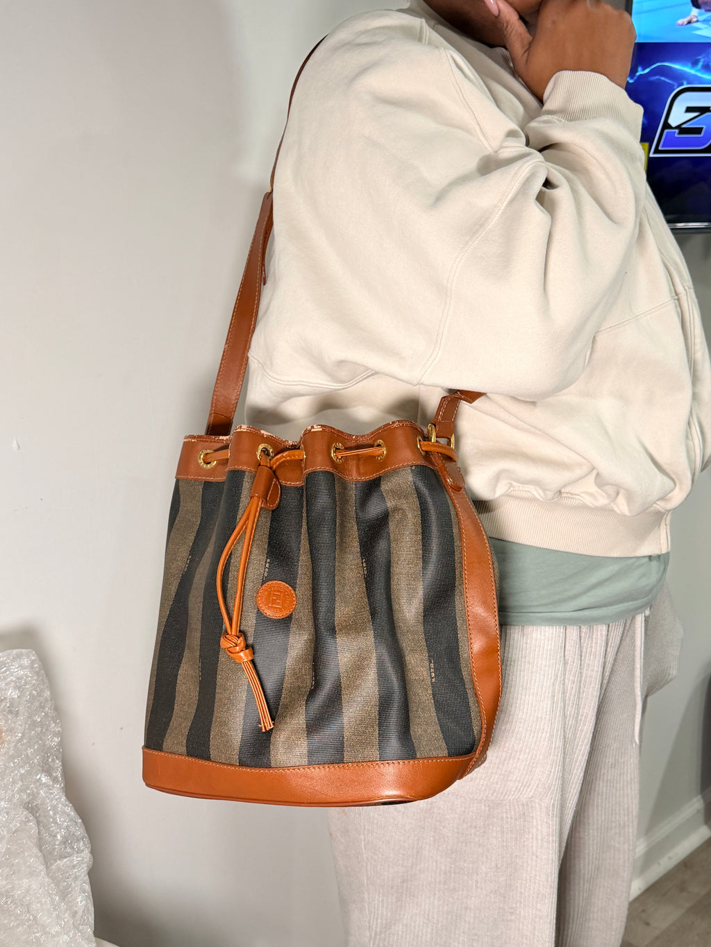 Fendi Vintage Pequin Stripe Bucket Bag
