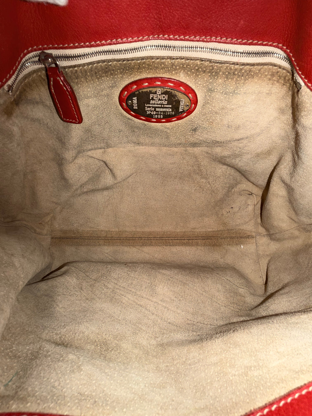 Fendi Selleria Red Leather Tote Bag