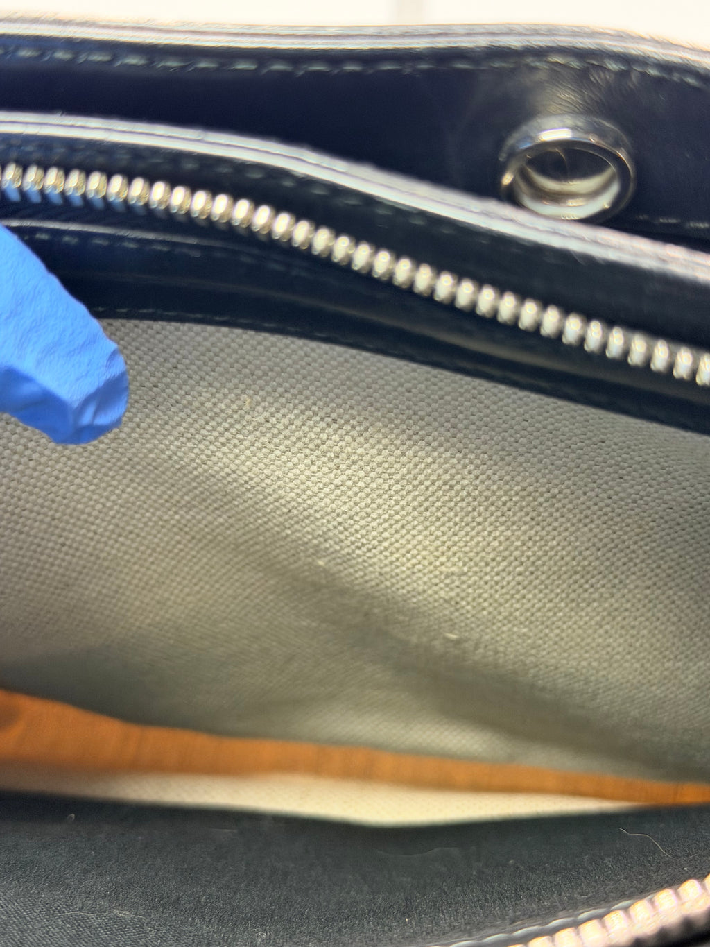 Balenciaga Navy Striped Canvas Crossbody Clutch Bag
