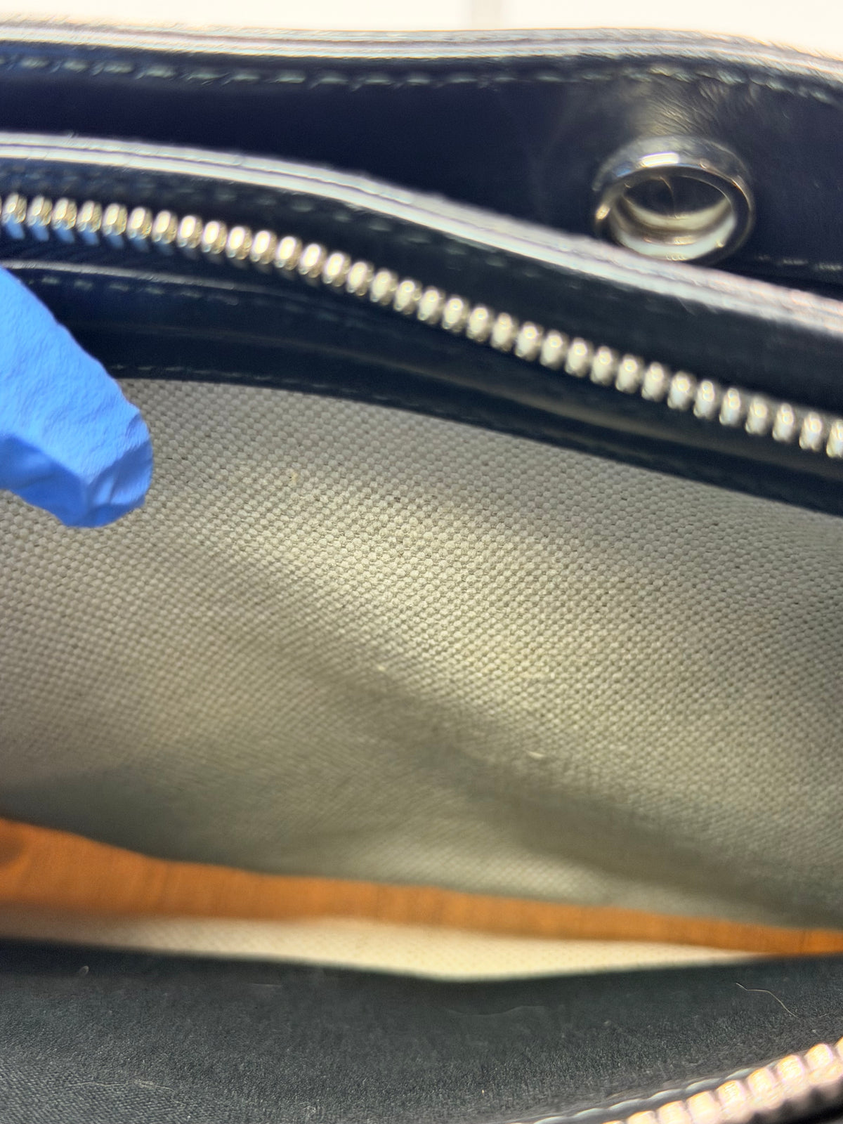 Balenciaga Navy Striped Canvas Crossbody Clutch Bag
