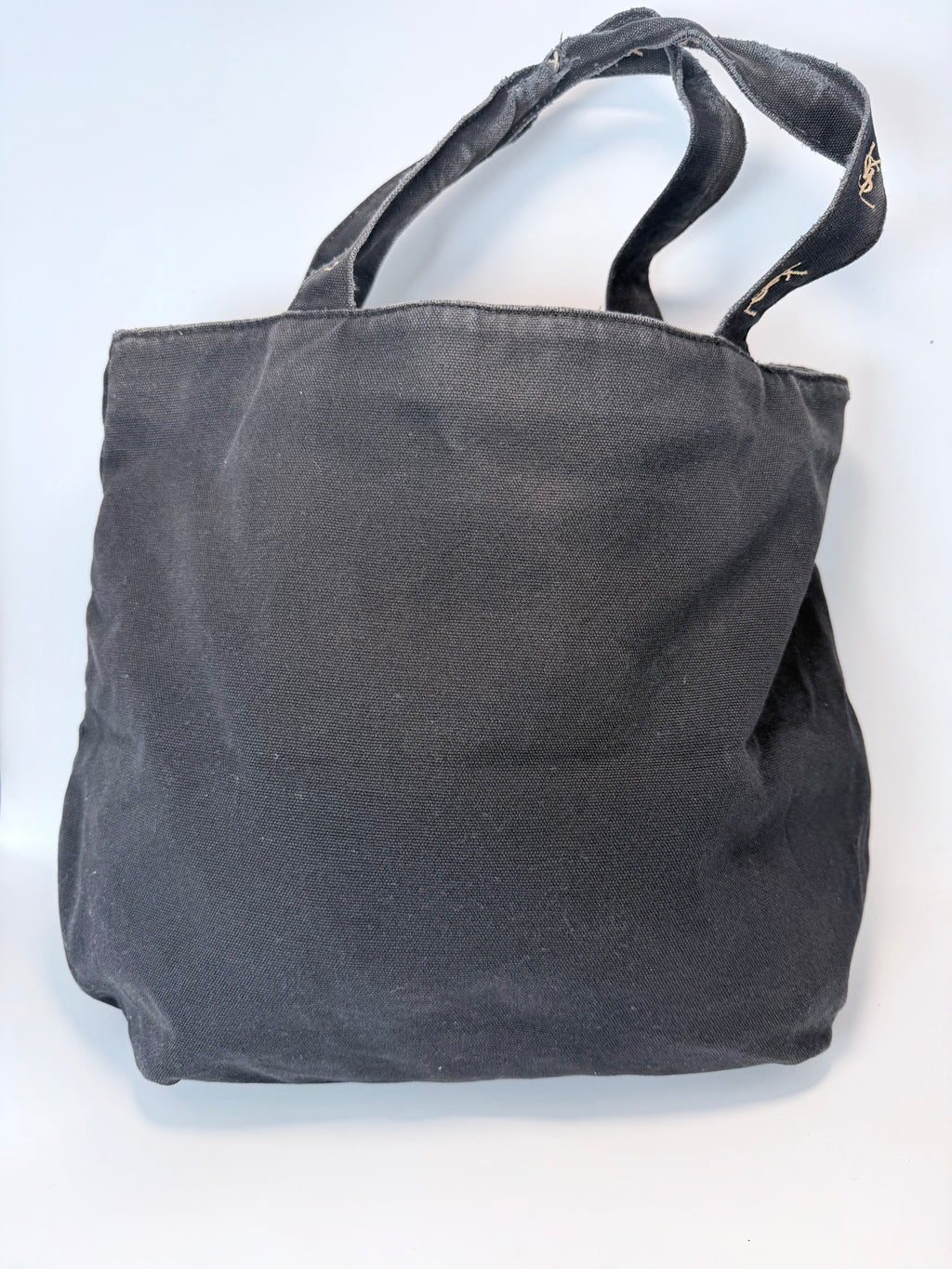 Yves Saint Laurent (YSL) Black Canvas Tote with Gold Monogram
