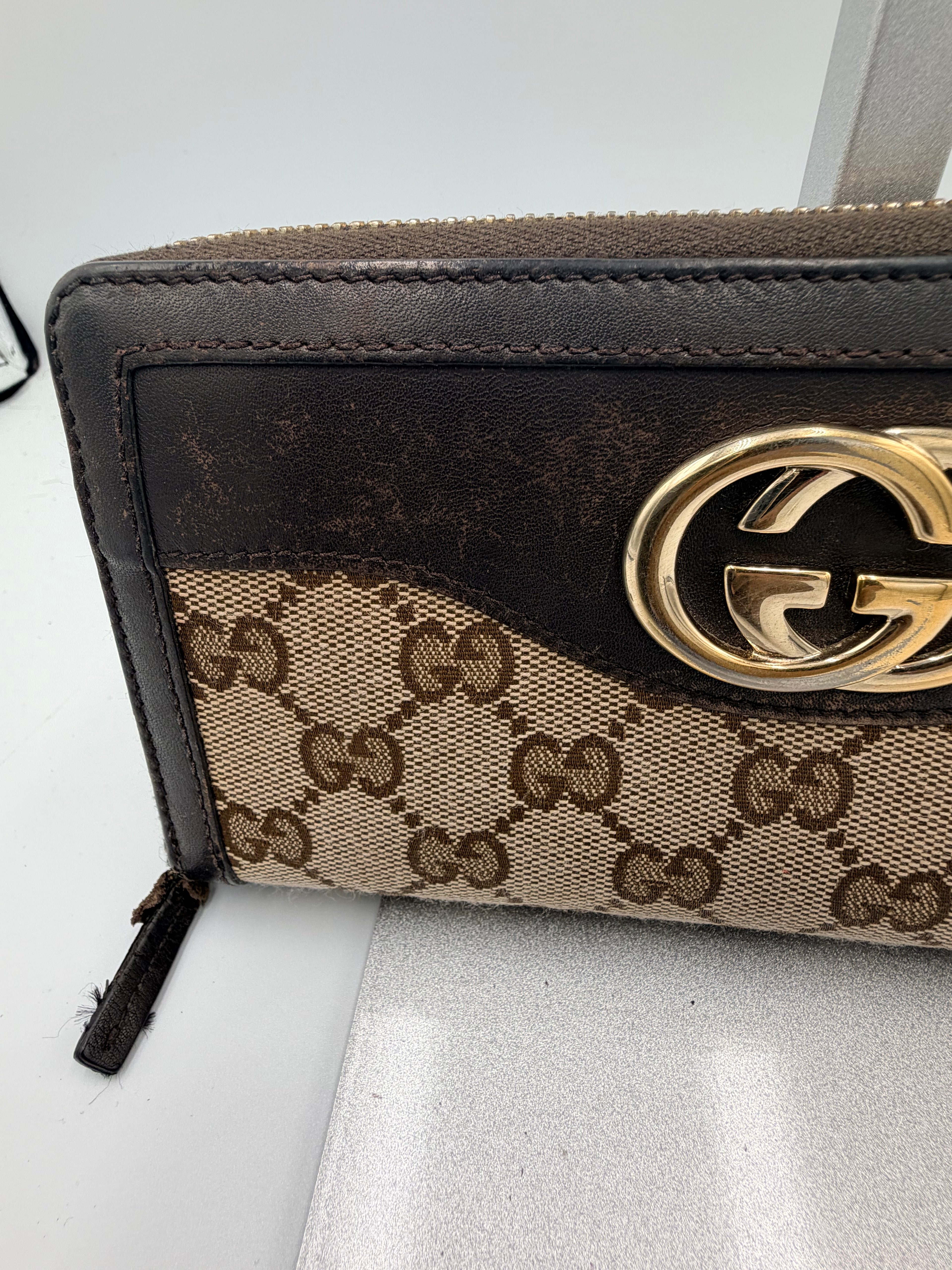 Gucci GG Canvas Zip Around Continental Wallet