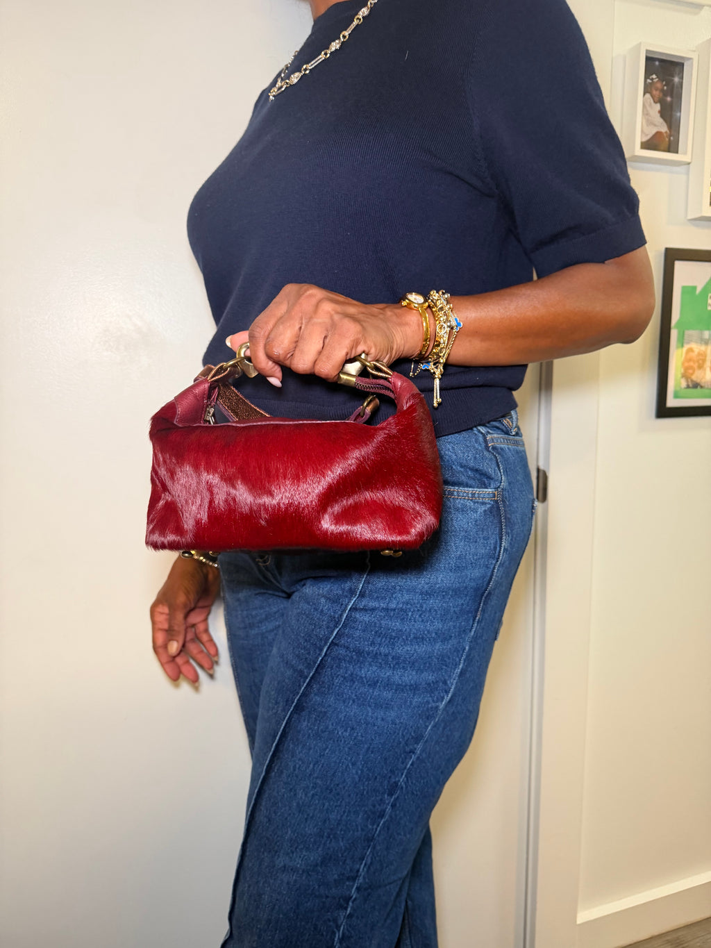 Pierre Laborde One-of-One Burgundy Pony Hair & Leather Bag
