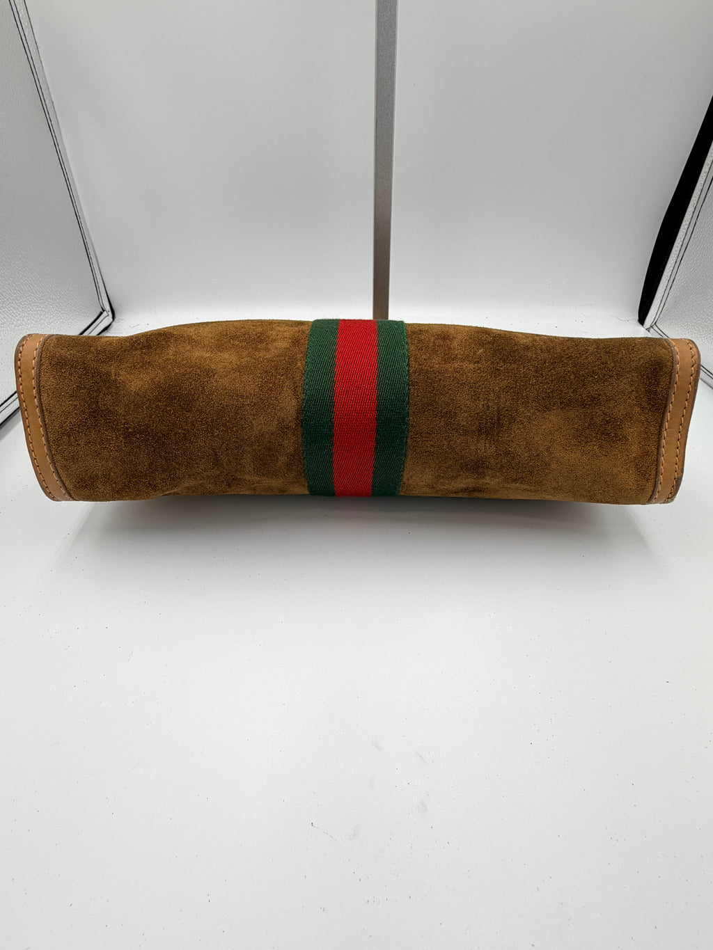 Gucci Suede Web Stripe Clutch Bag