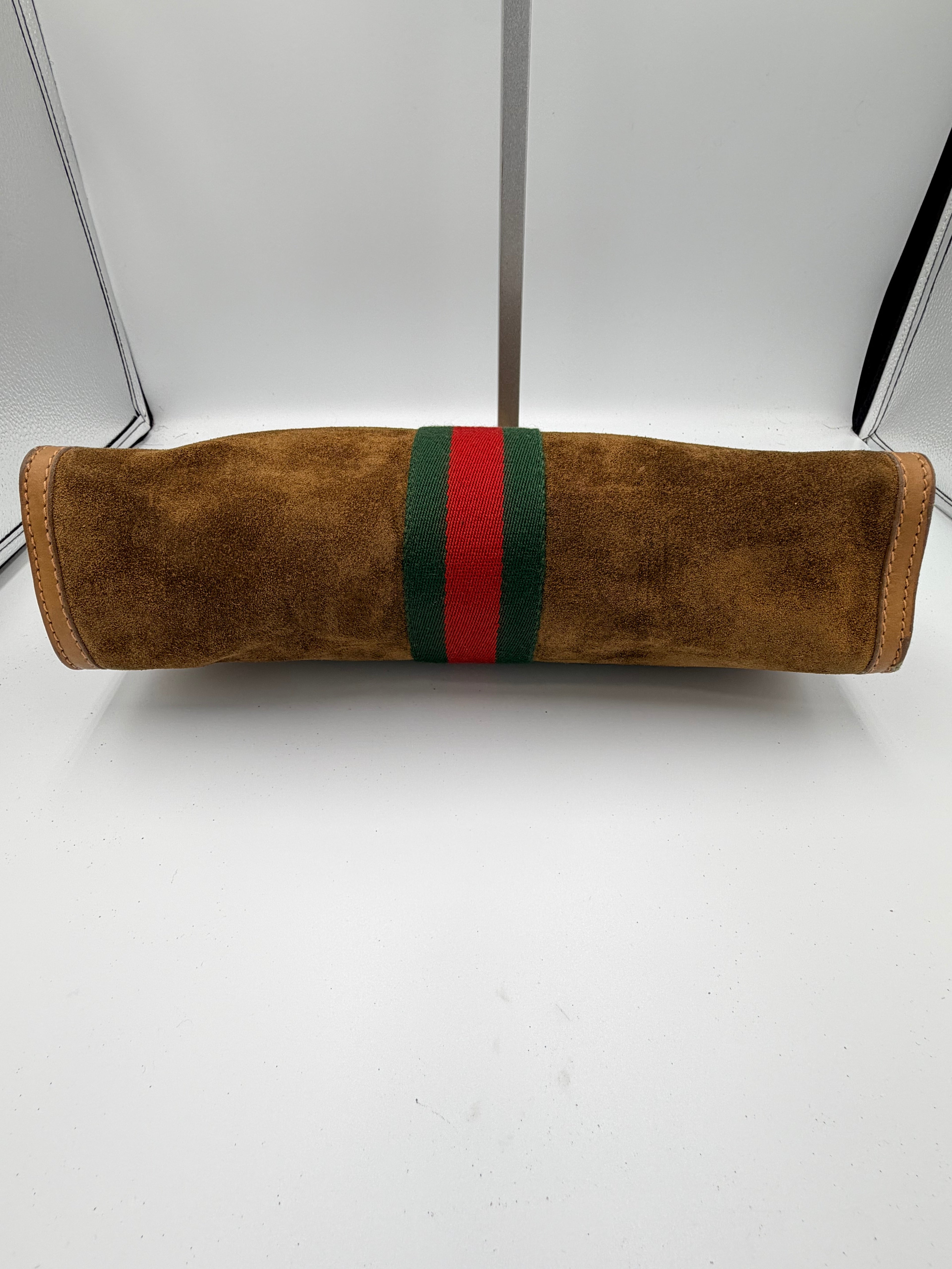 Gucci Suede Web Stripe Clutch Bag