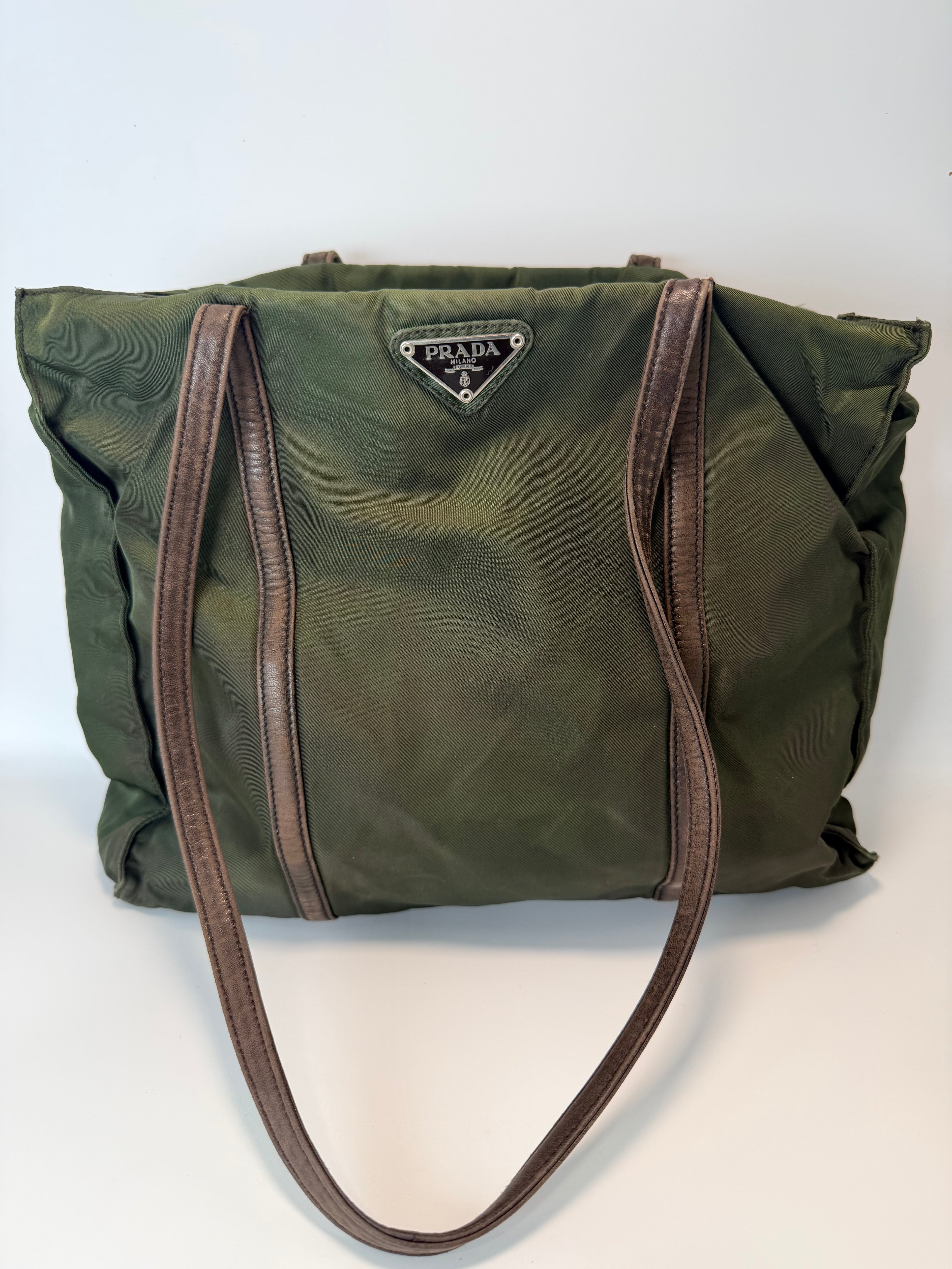 Prada Tessuto Nylon Tote – Olive Green