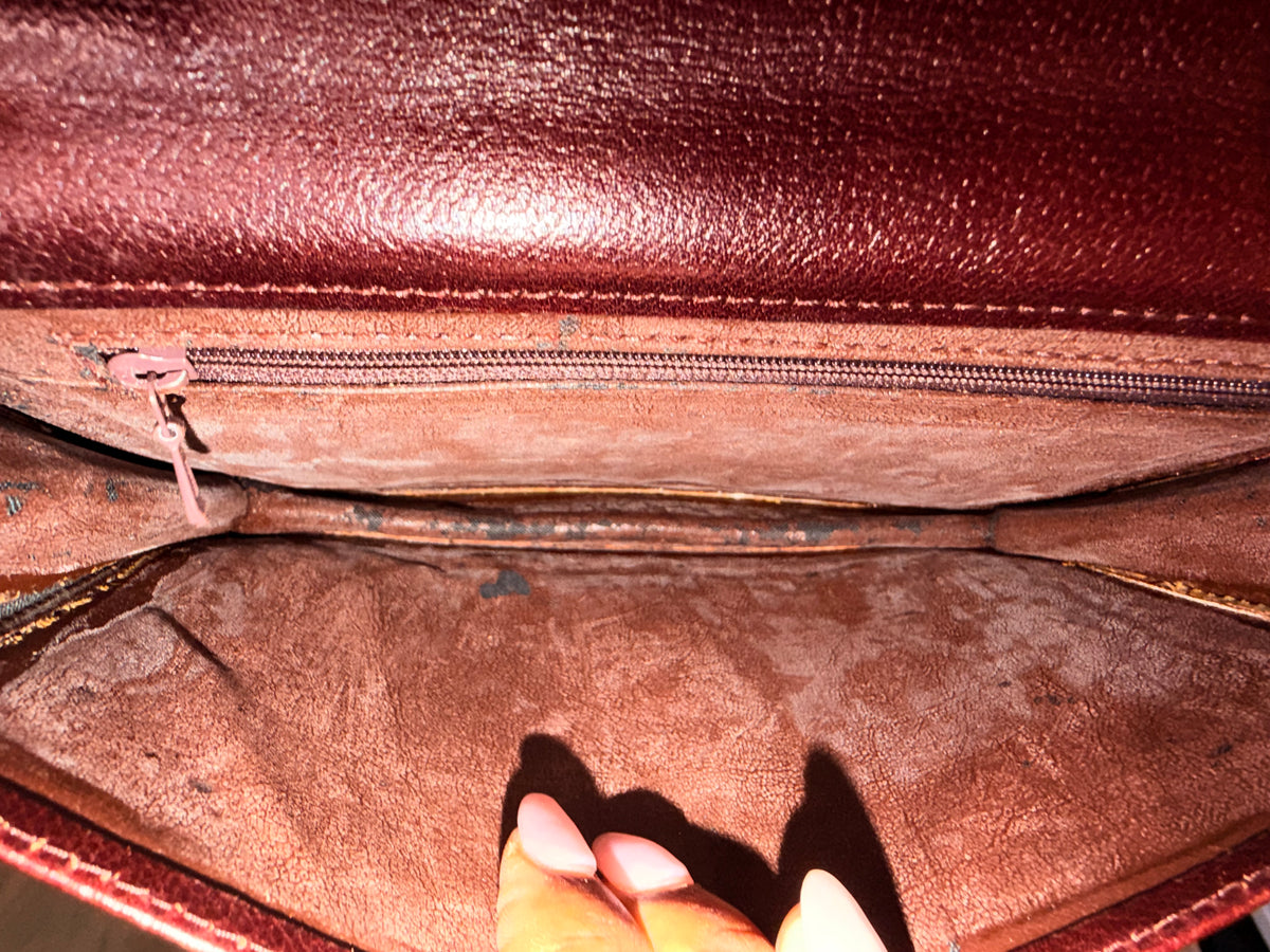 Christian Dior Burgundy Leather Wristlet Clutch