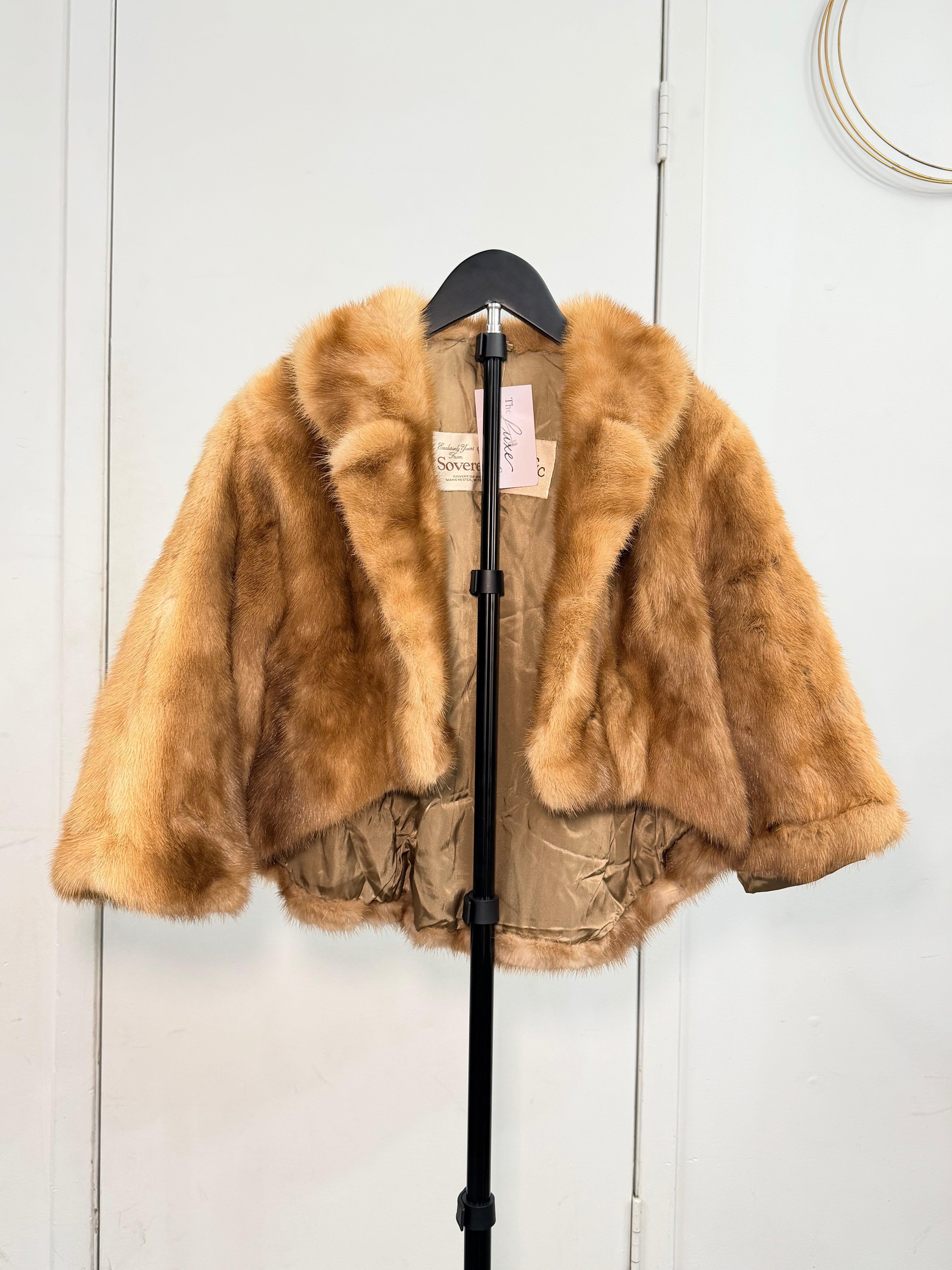 Vintage Honey Mink Fur Cape Jacket – Small 016