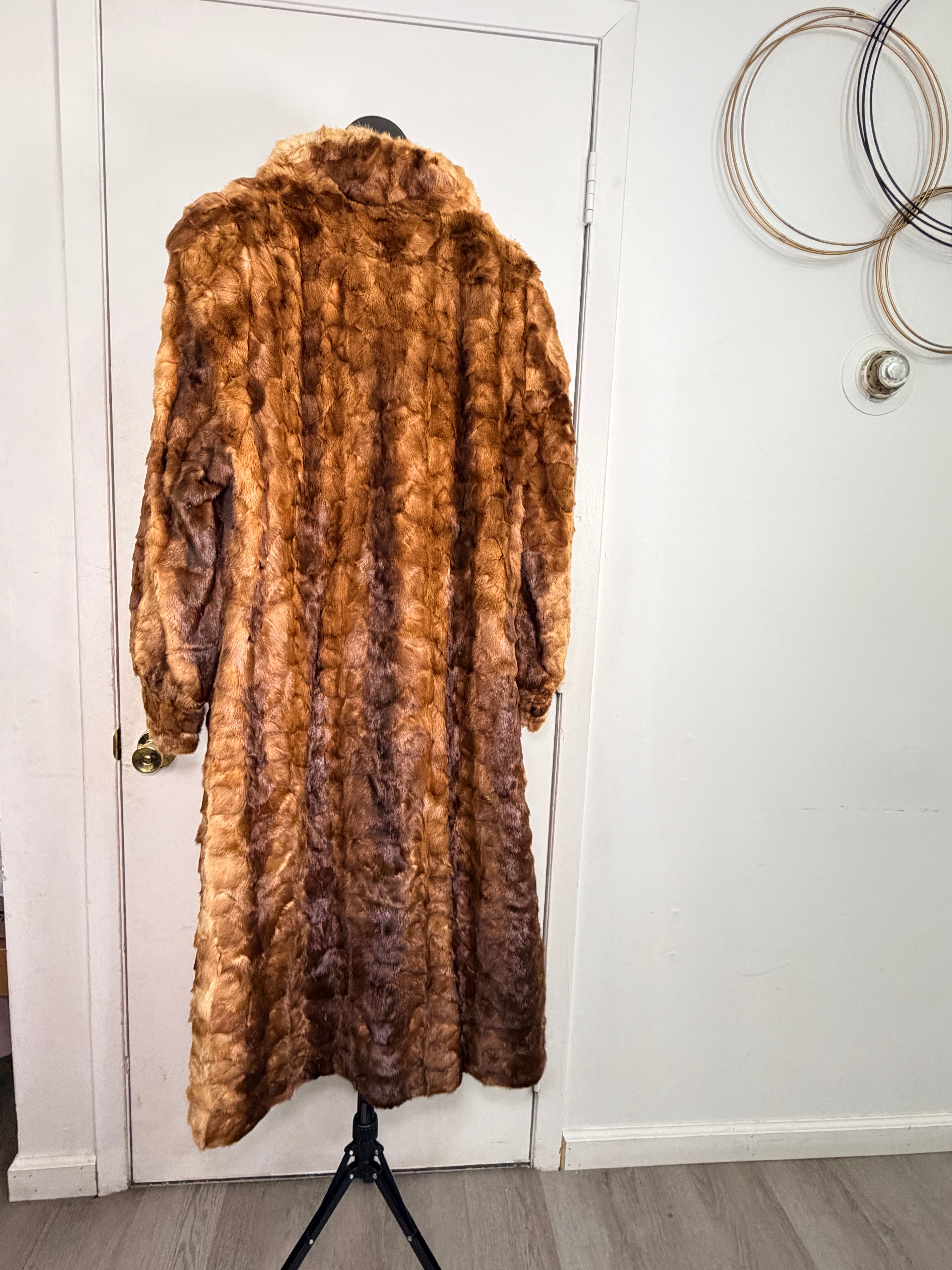 Vintage Rabbit Fur Coat – Golden Honey Brown (Large)