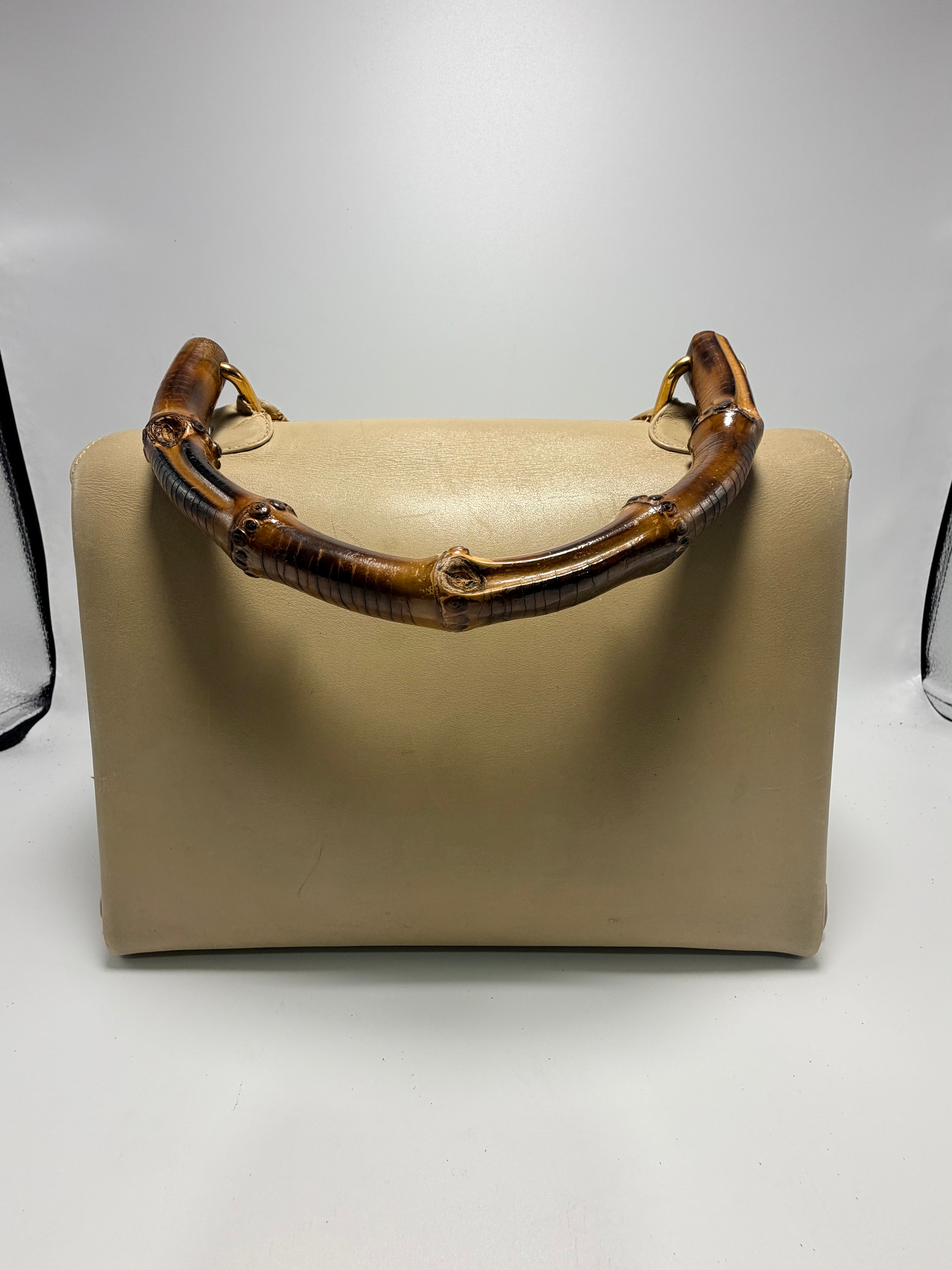 GUCCI Bamboo Top Handle Bag – Cream Leather