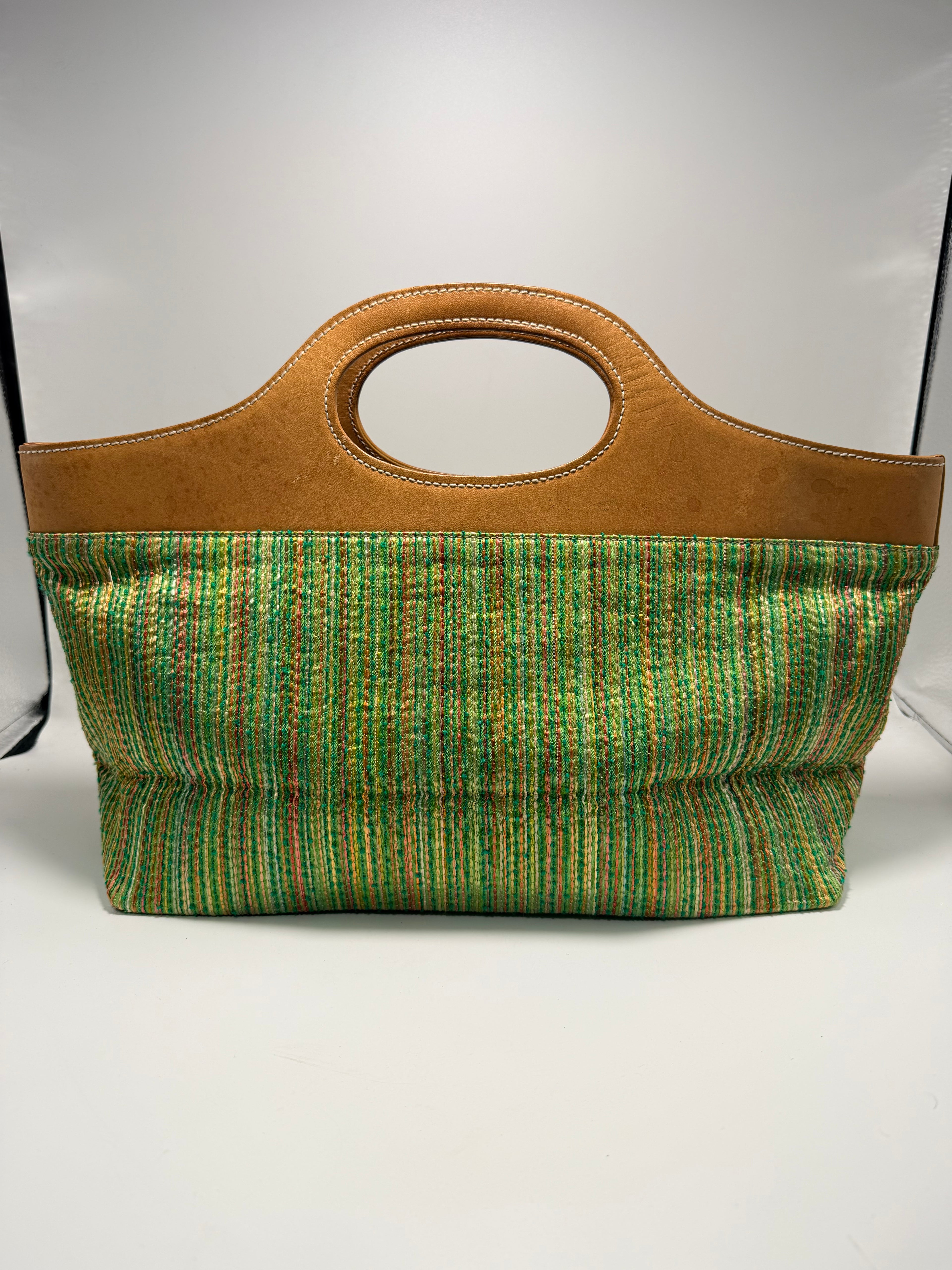 HUNTING WORLD Woven Tote – Green Multi Stripe