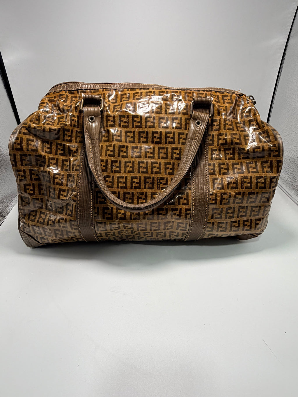Fendi Vintage Zucca Coated Canvas Boston Bag (Large)