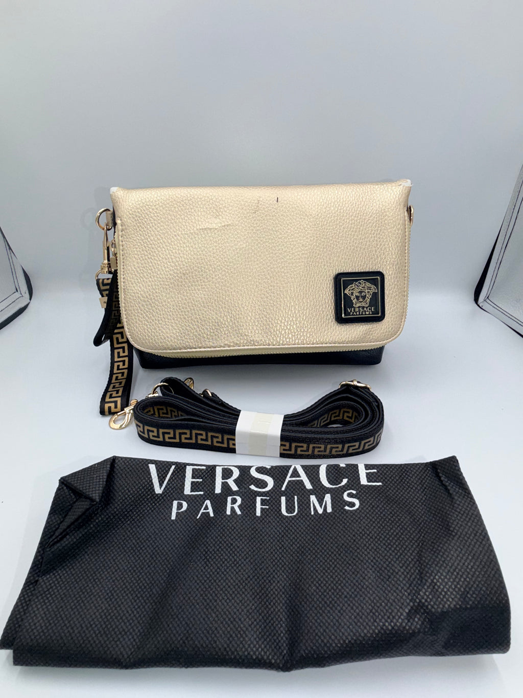 Versace Parfums Crossbody / Clutch Bag – Gold & Black
