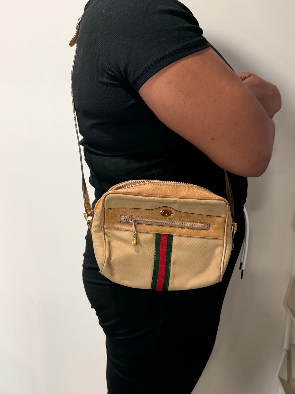 Gucci Web Canvas Crossbody Bag