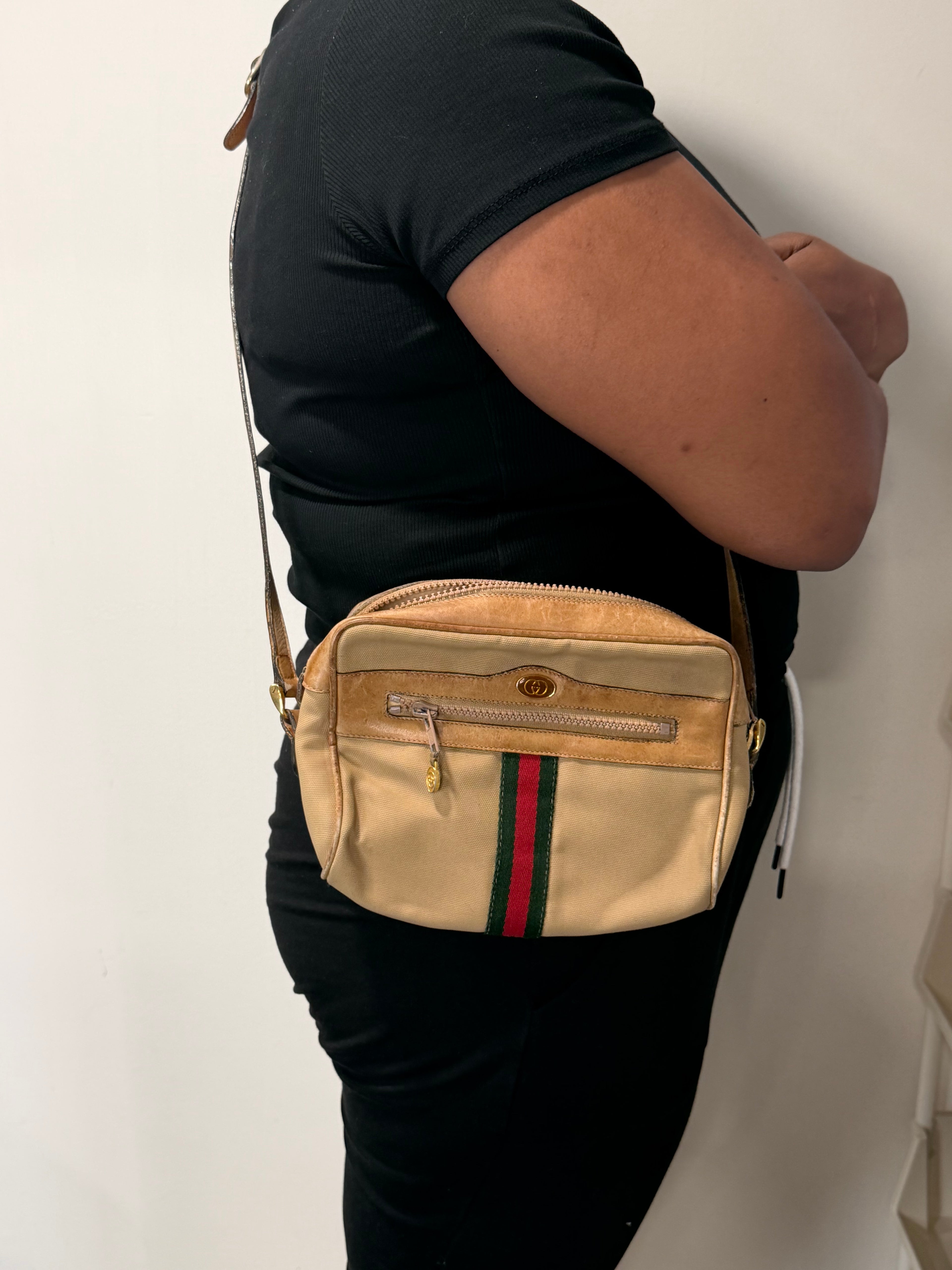 Gucci Web Canvas Crossbody Bag