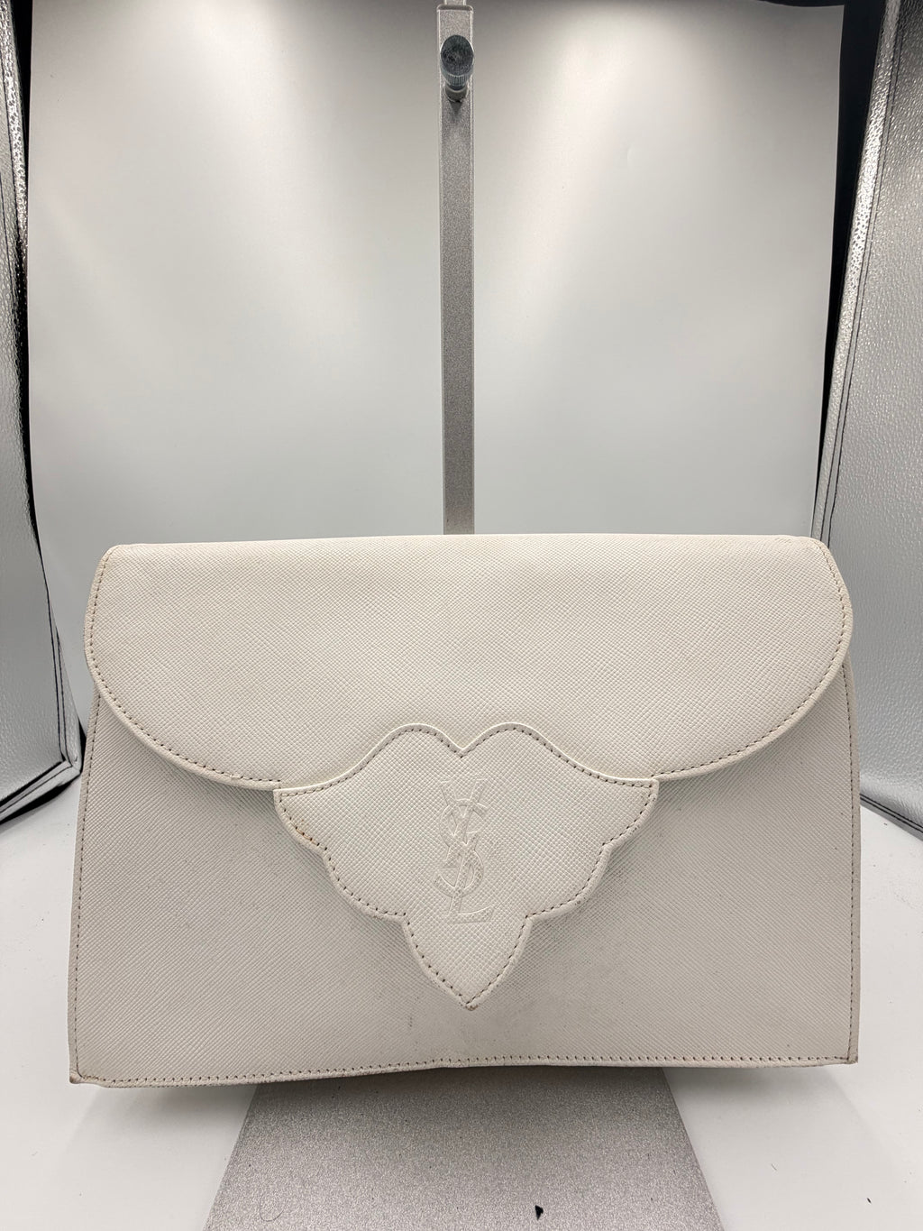 Yves Saint Laurent White Leather Clutch