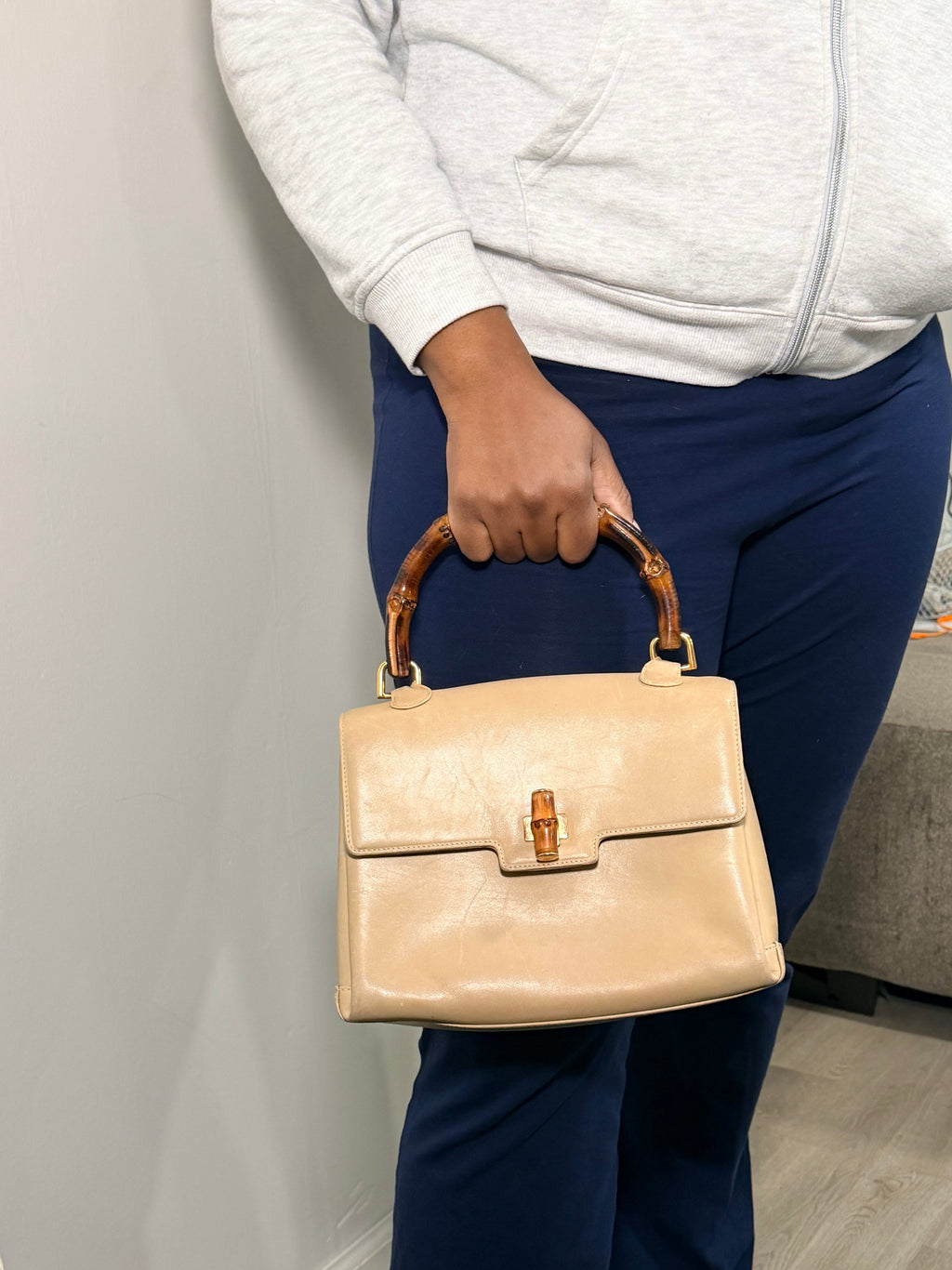 GUCCI Bamboo Top Handle Bag – Cream Leather