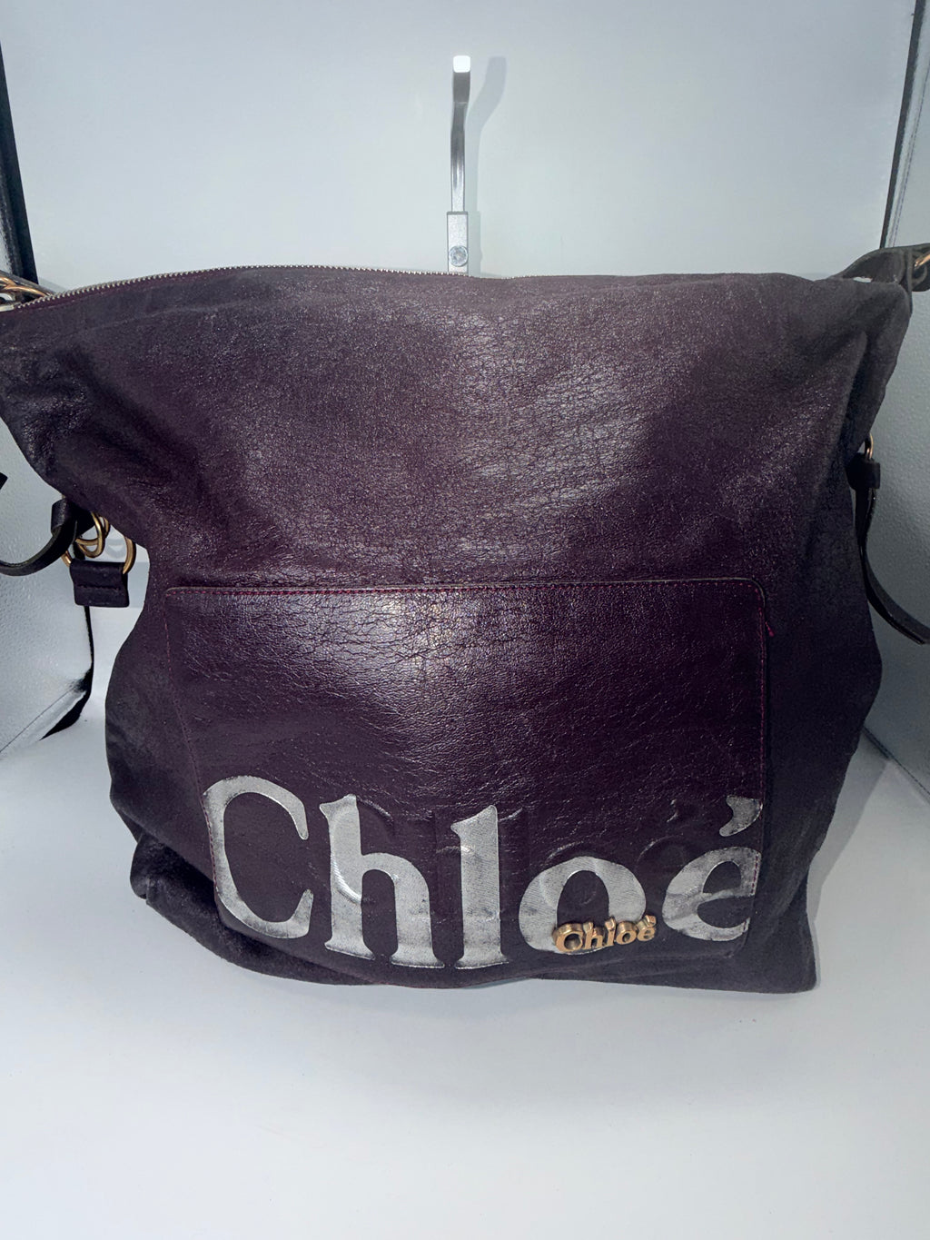Chloé Large Logo Leather Shoulder Bag